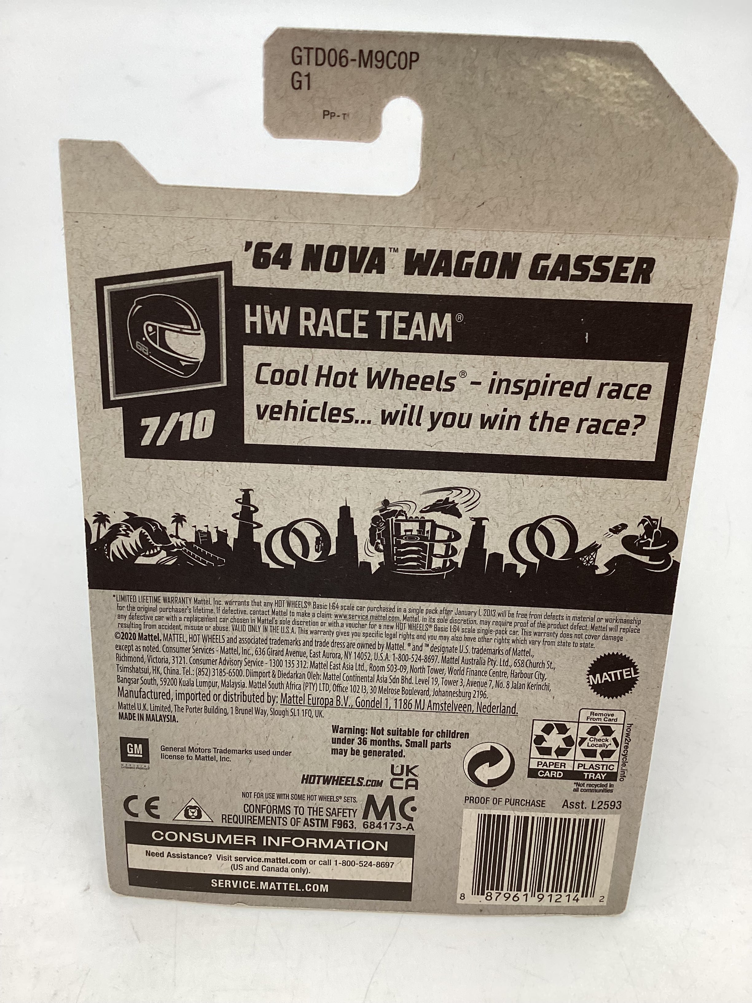 2021 Hot Wheels #232 Super Treasure Hunt 64 Nova Wagon Gasser W/Protector Cracked Blister - Image 8