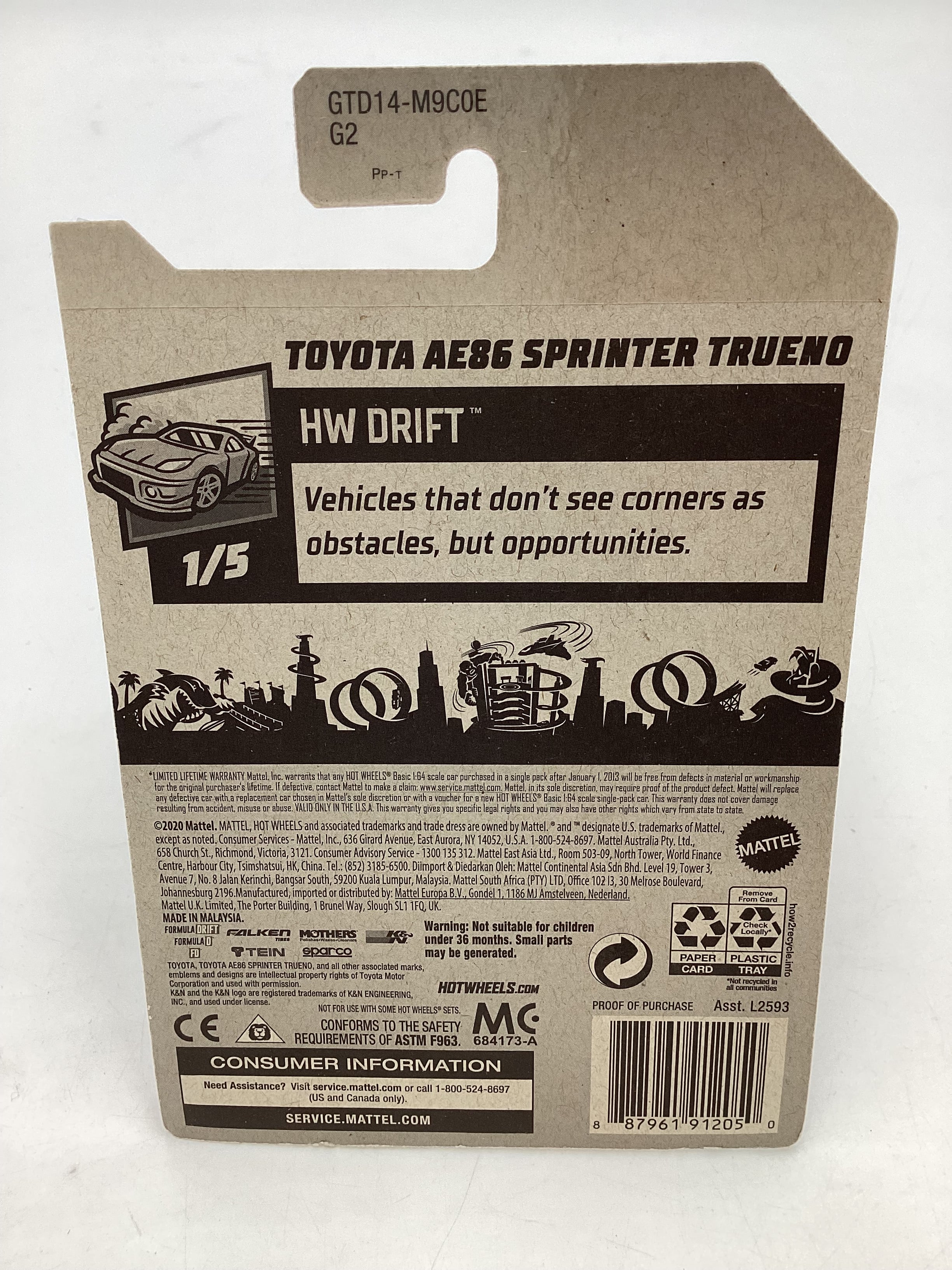 2021 hot wheels Zamac #31 Toyota AE86 Sprinter Trueno #1 144B - Image 6