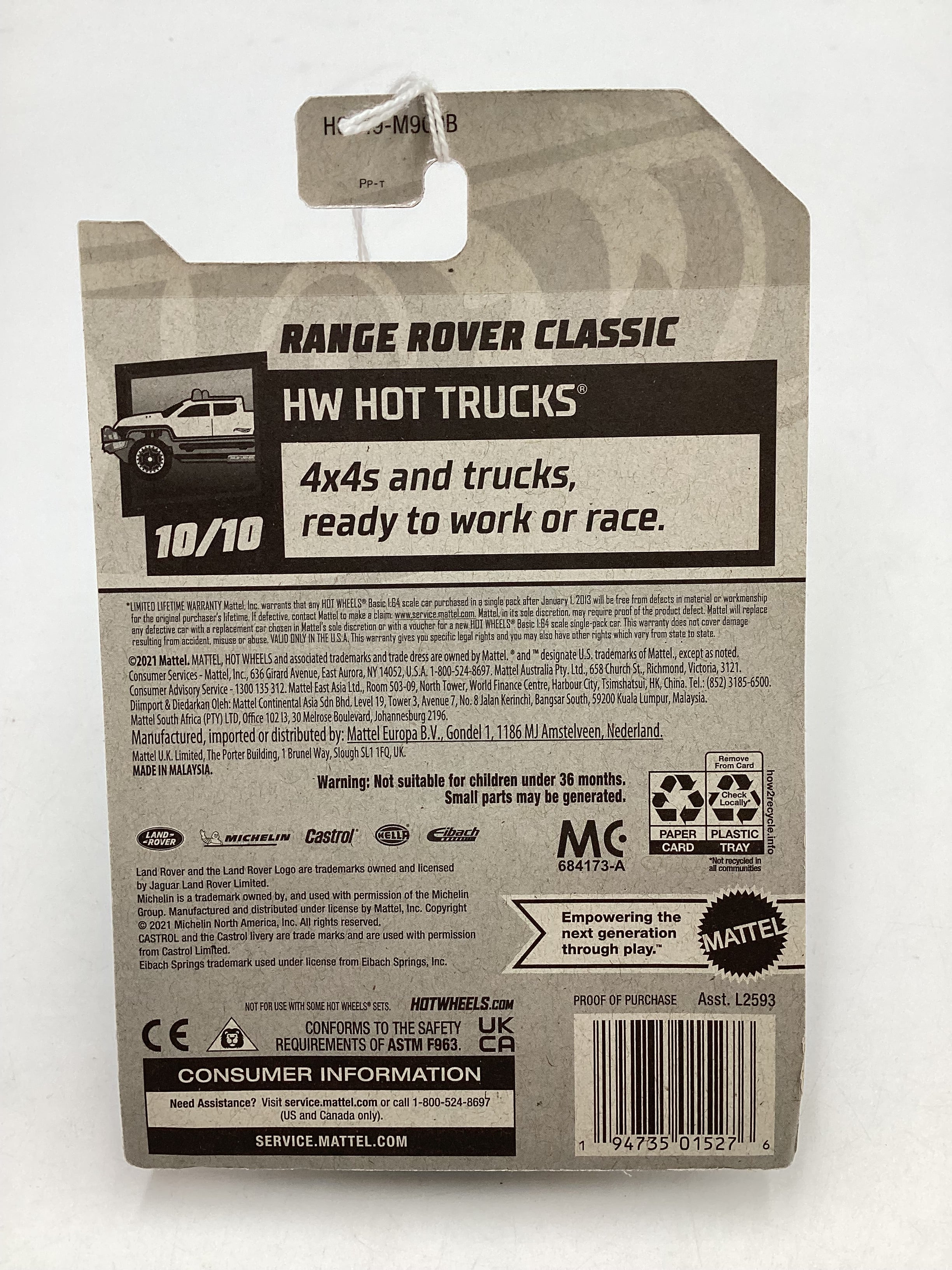 2022 Hot wheels #245 White Range Rover Classic GameStop exclusive 237B - Image 6