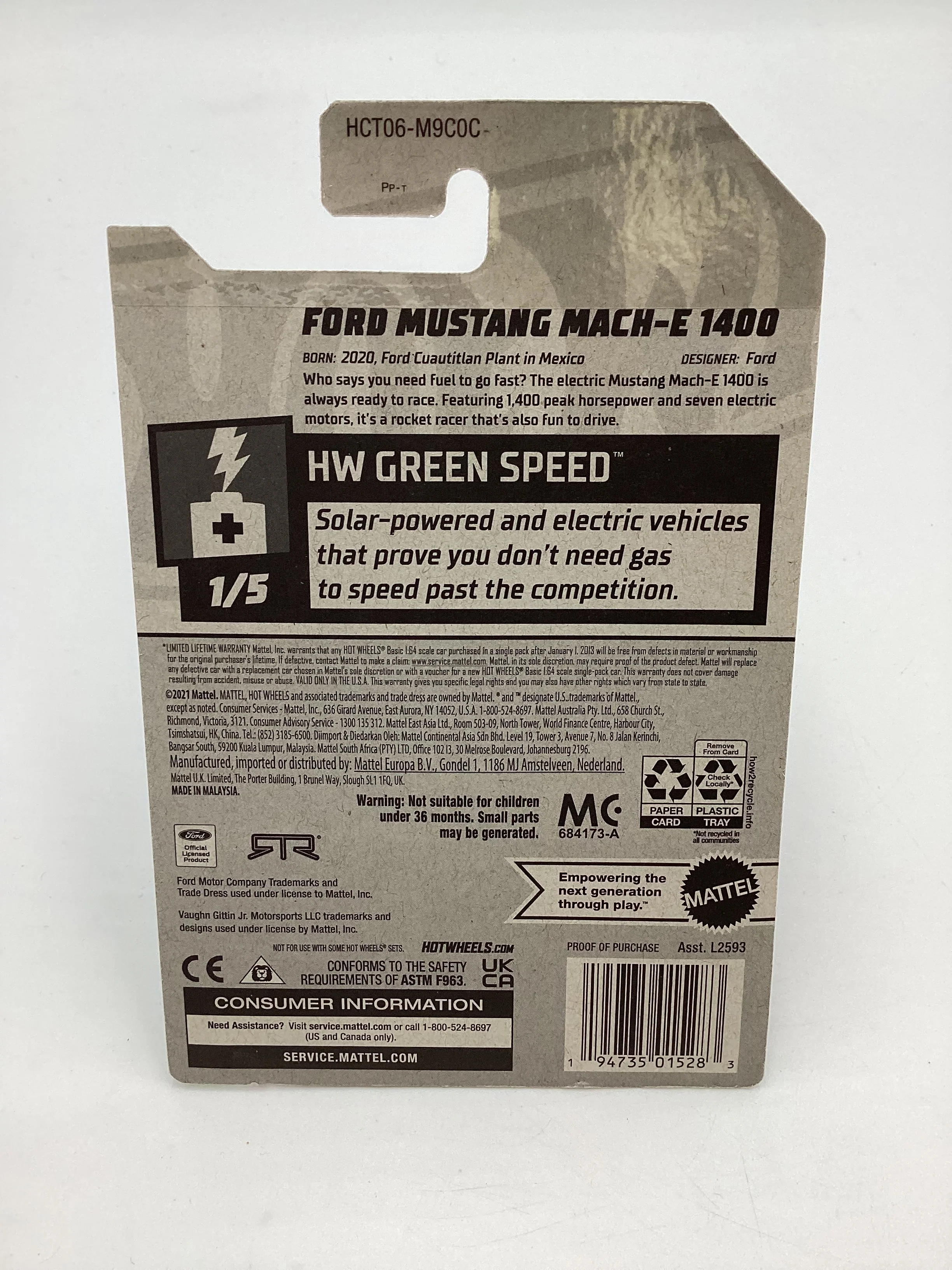 2022 Hot Wheels #73 Ford Mustang Mach-E 1400 White Autographed Vaughn Gittin Jr W/protector - Image 7