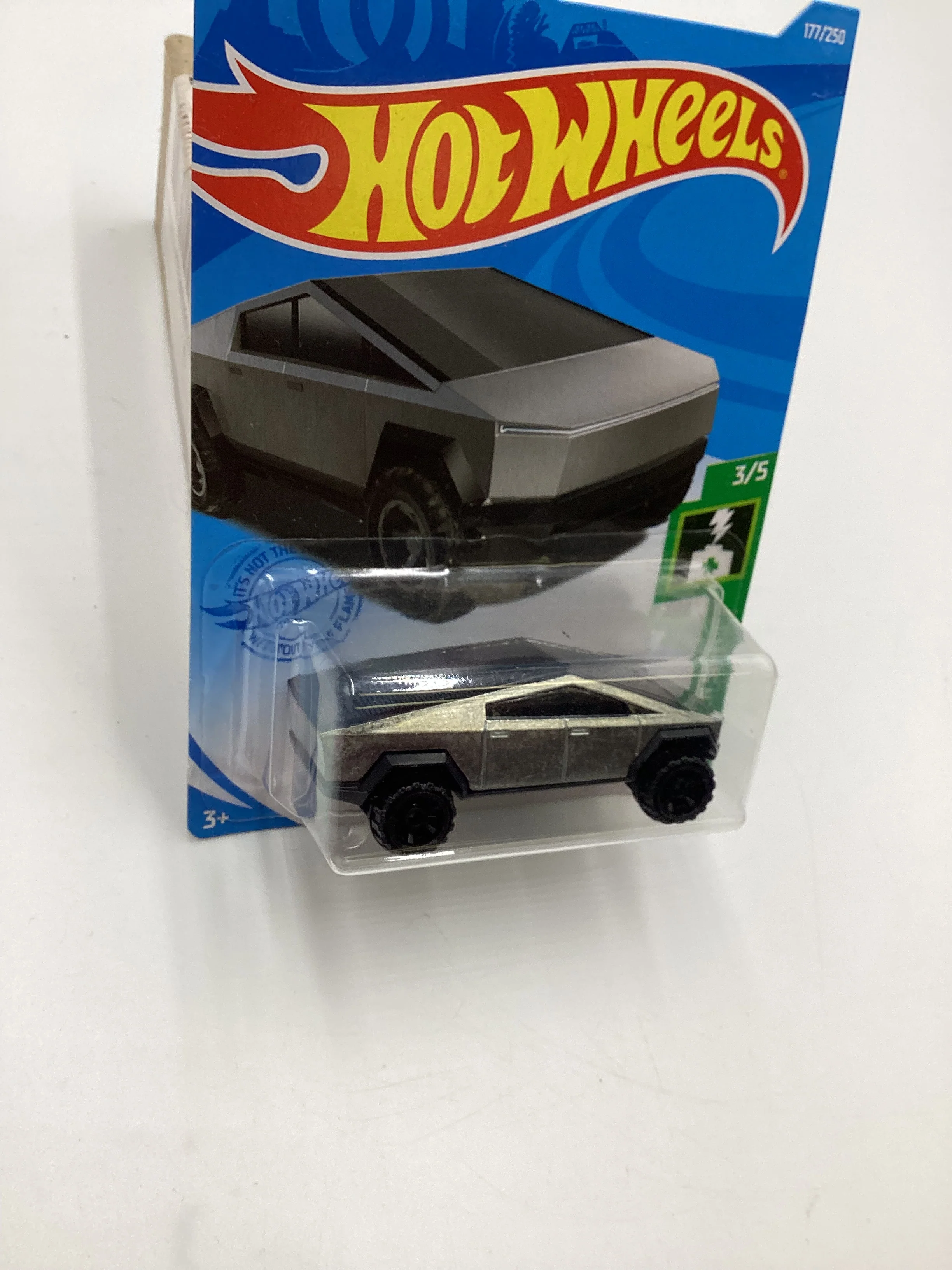 2022 Hot Wheels Green Speed #177 Tesla Cybertruck with protector - Image 5