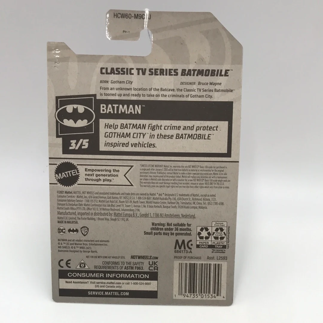 2022 hot wheels J case #78 Classic TV Series batmobile tooned dk. blue 117G - Image 4