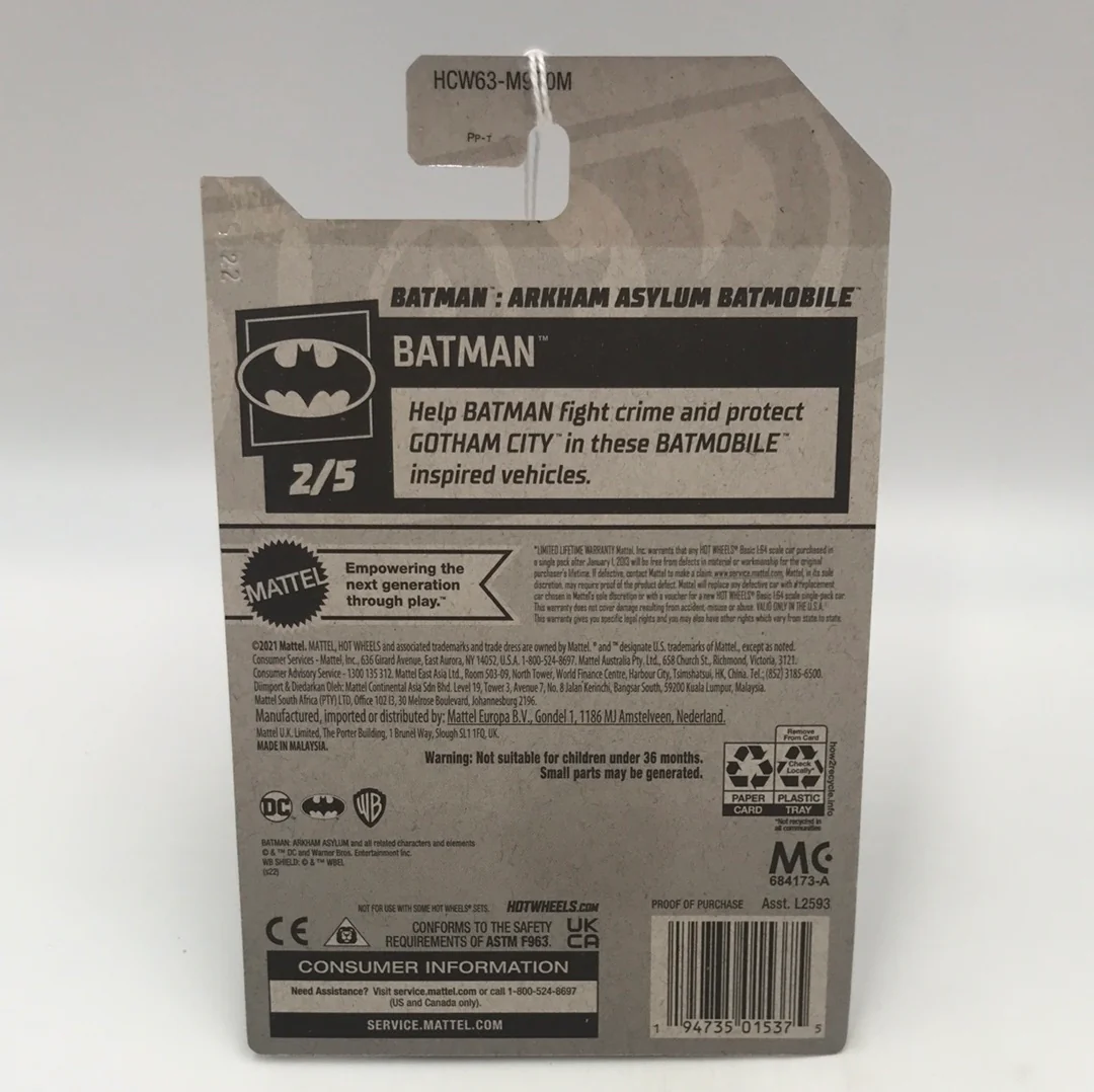 2022 hot wheels L M  case #32 Batman Arkham asylum Batmobile purple 118B - Image 4