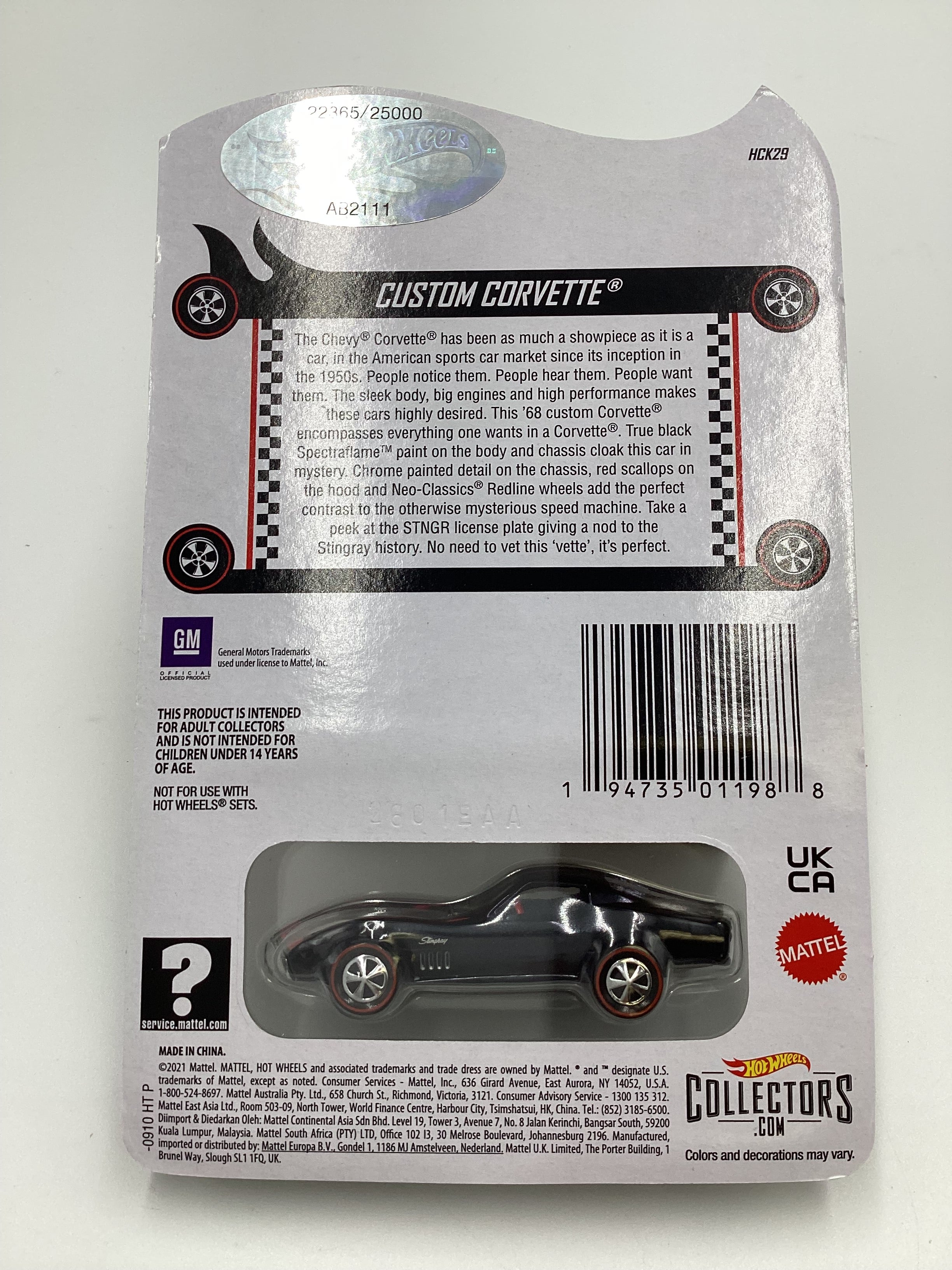 2022 Hot Wheels RLC #22365/25000 Custom Corvette Black - Image 7