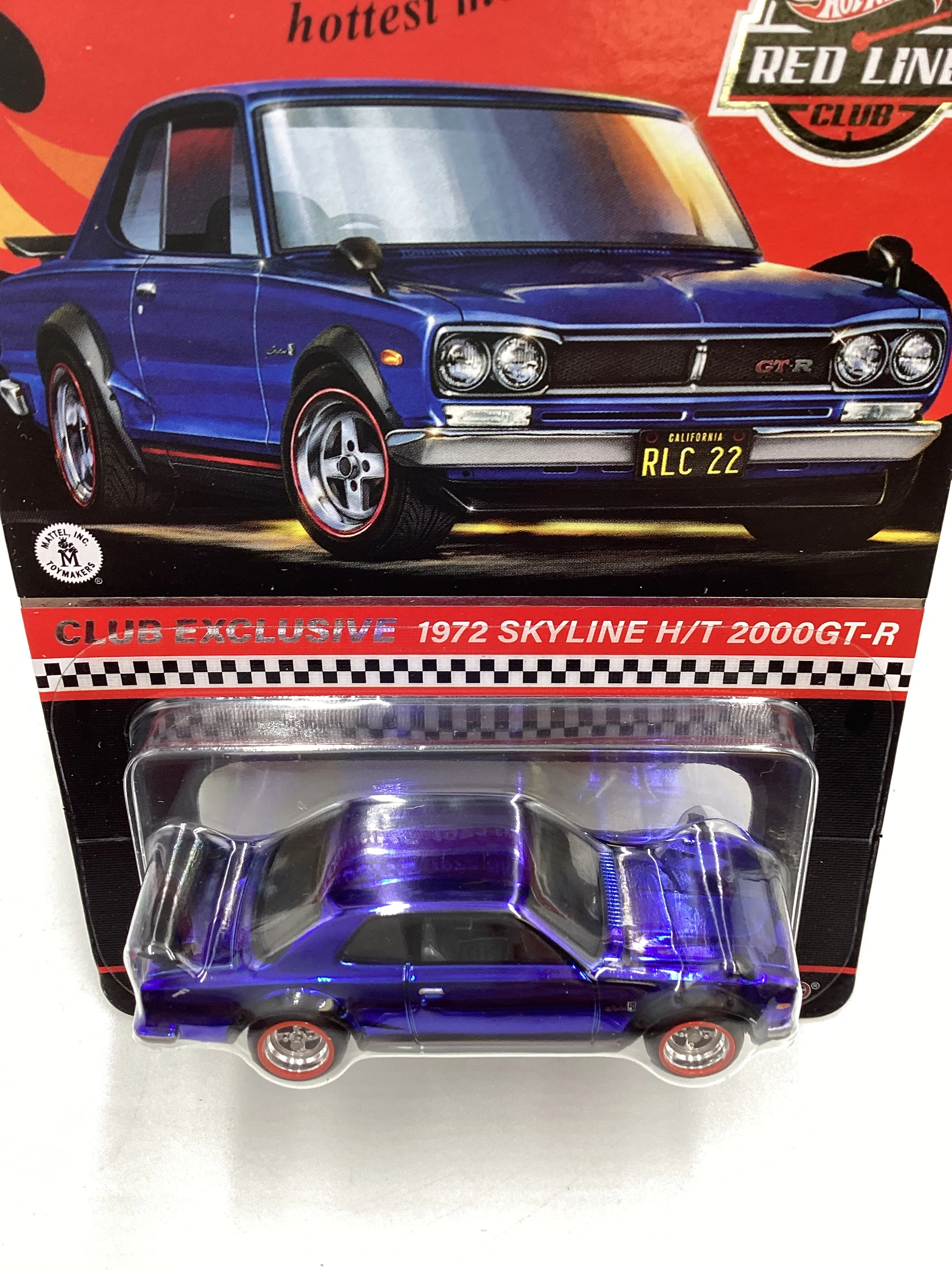 2022 Hot Wheels RLC Club Exclusive W/Patch & Button 1972 Skyline H/T 2000GT-R Blue with protector - Image 9