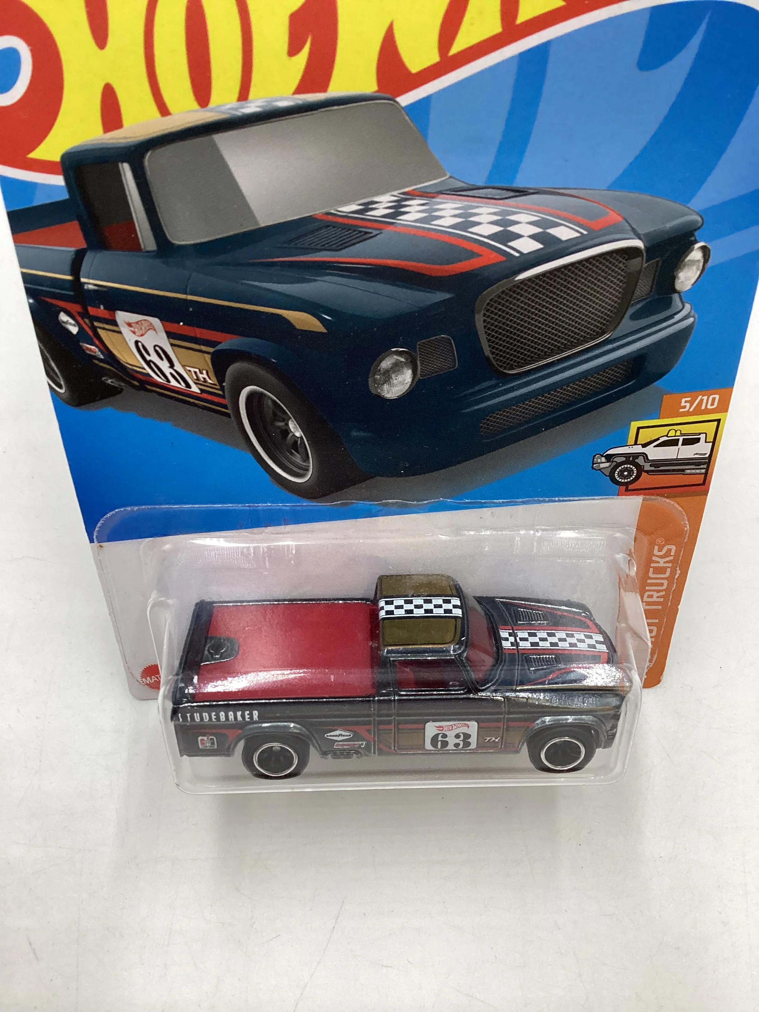 2022 Hot Wheels Super Treasure Hunt #093 63 Studebaker Champ W/ Protector - Image 6