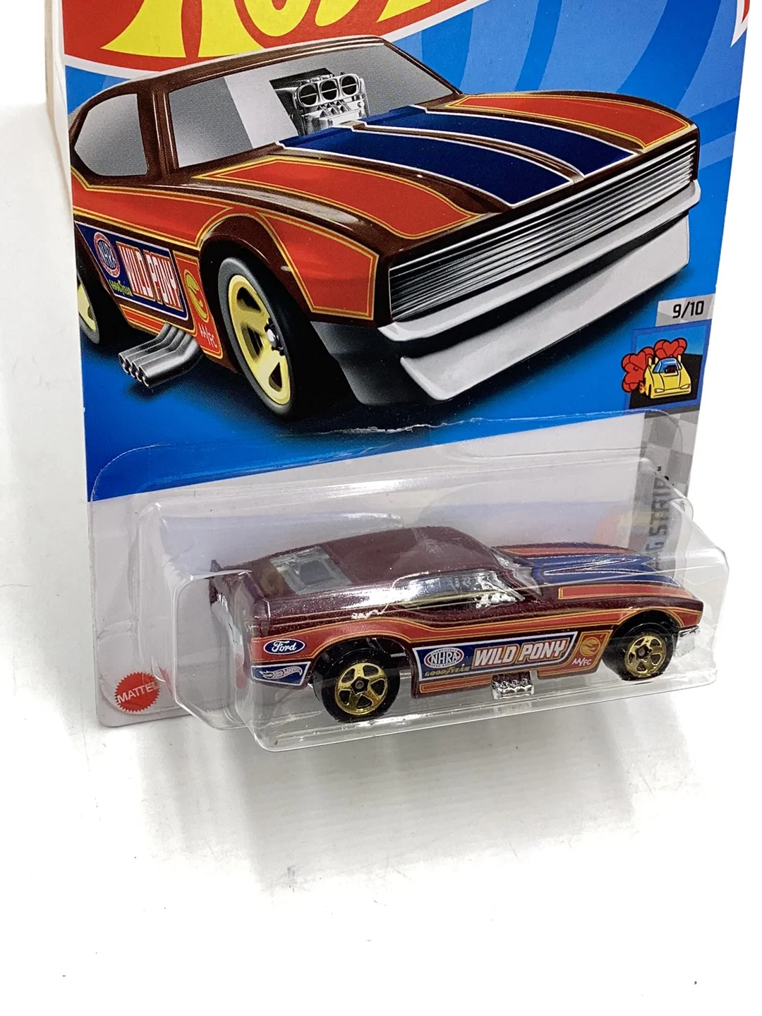 2022 Hot wheels treasure hunt #245 71 Mustang Funny Car cracked blister 277F - Image 4