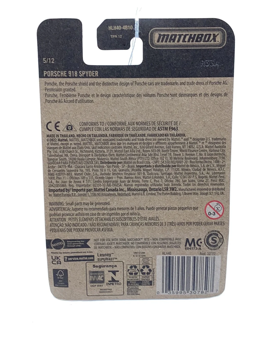 2022 matchbox global series Porsche 918 Spyder 5/12 161G - Image 6