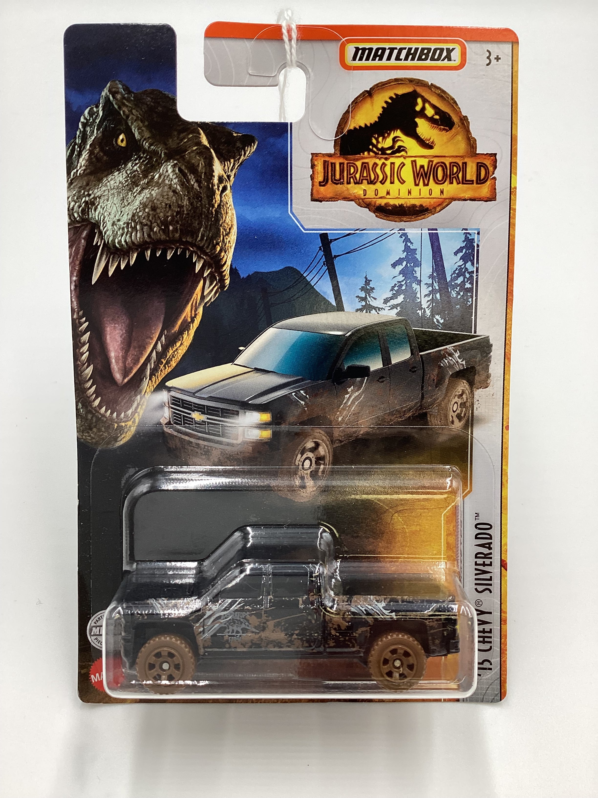 2022 Matchbox Jurassic World Dominion 15 Chevy Silverado Black 163C - Image 2