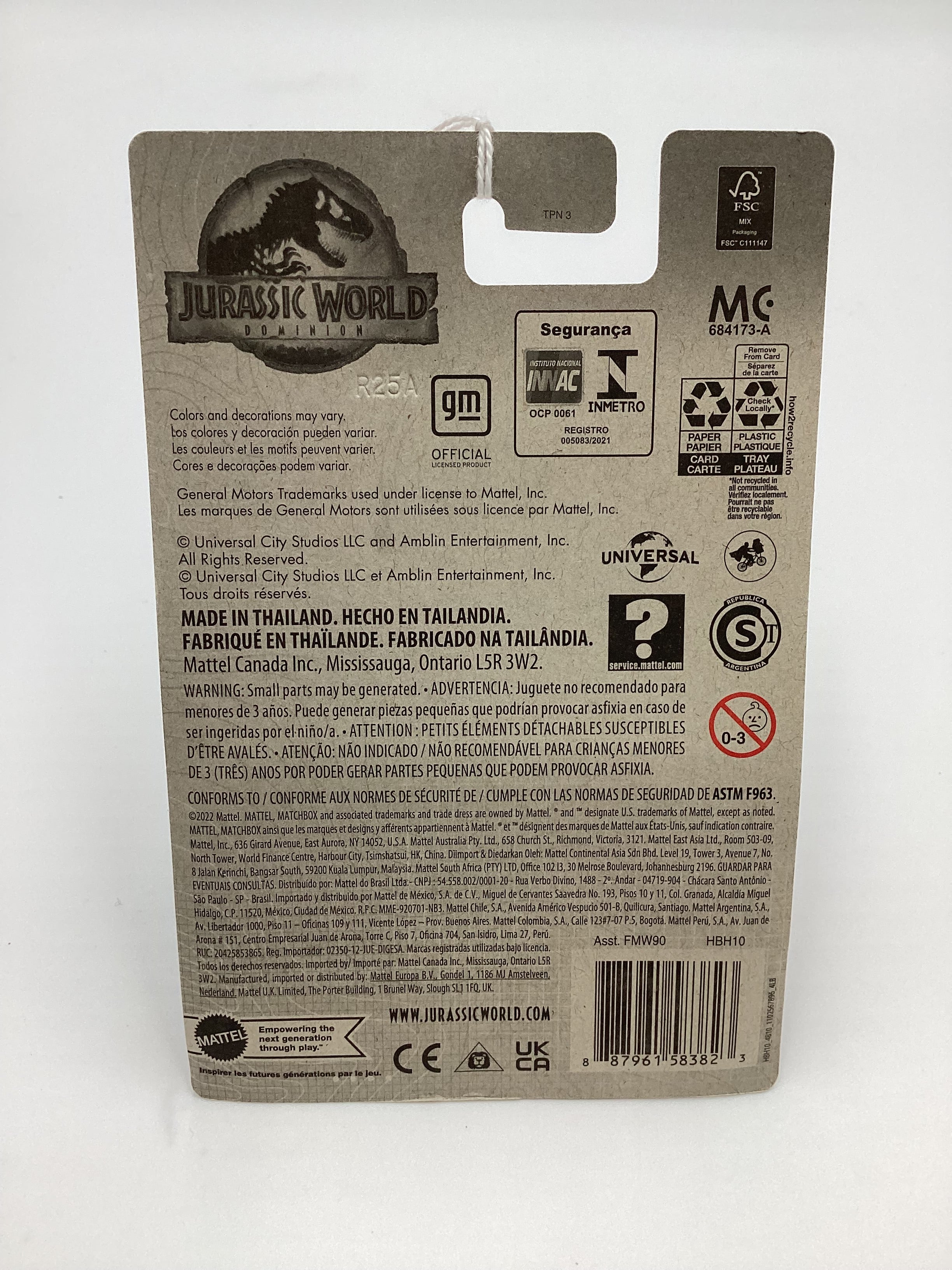 2022 Matchbox Jurassic World Dominion 15 Chevy Silverado Black 163C - Image 7
