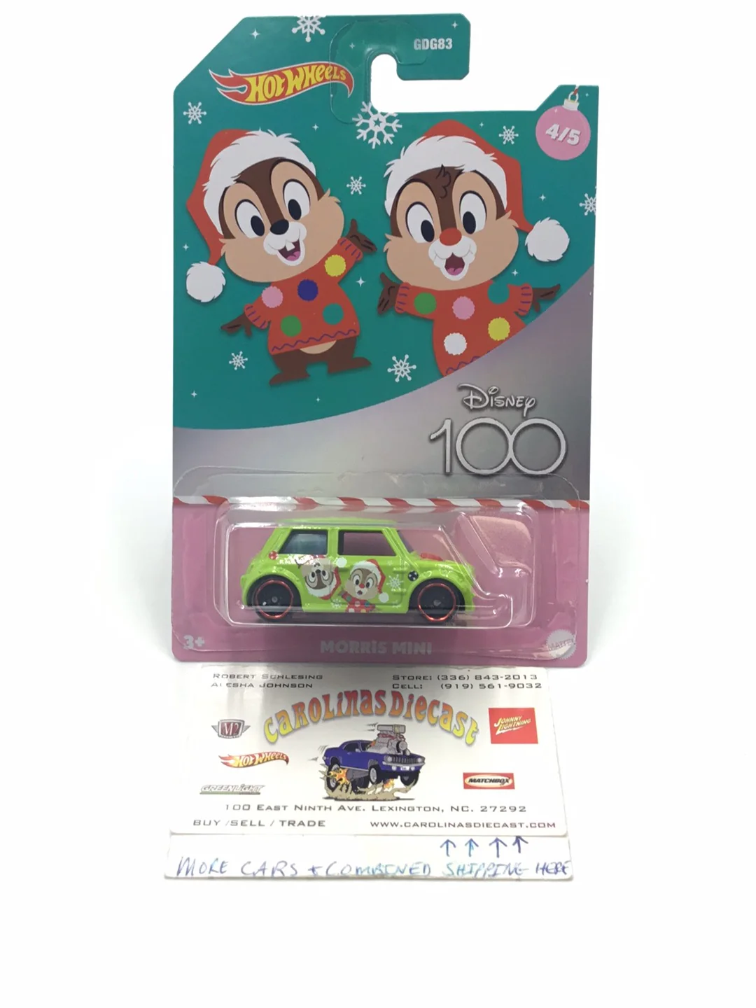2023 Hot wheels Disney 100 Morris Mini Chip n Dale 4/5 GG2