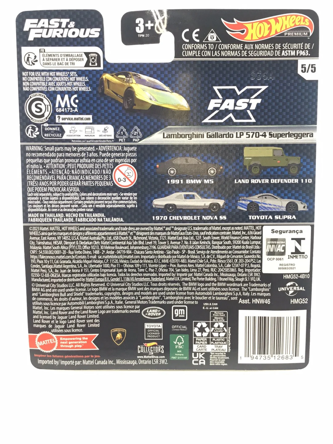 2023 Hot wheels fast and furious Lamborghini Gallardo LP 570-4 Superleggera #5 249D - Image 6