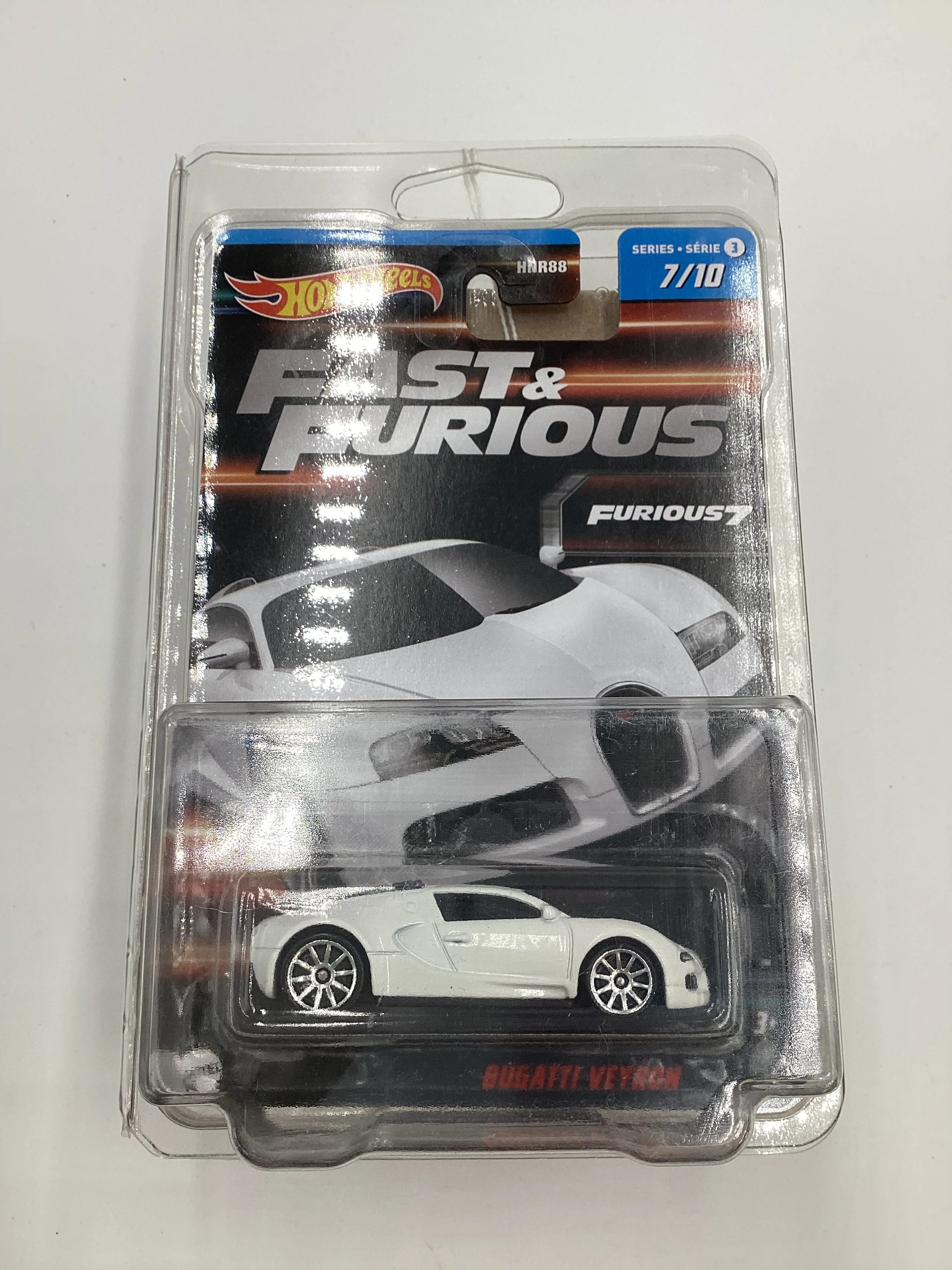 2023 Hot Wheels Fast and Furious Series 3 #7 Bugatti Veyron White with protector - Image 8