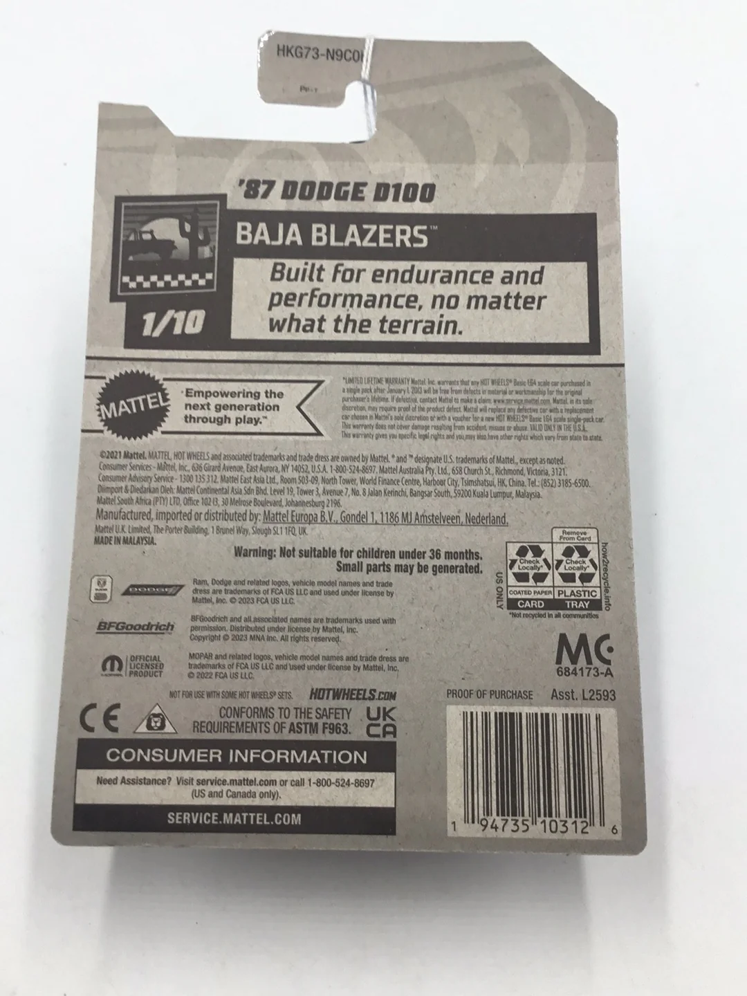 2023 hot wheels K case #181 87 Dodge D100 43D - Image 5