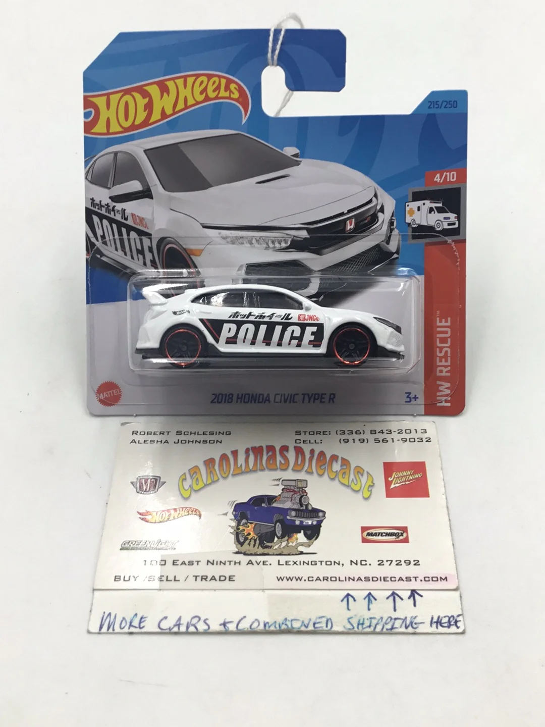 2023 hot wheels Short Card #215 Honda Civic type r JJ6
