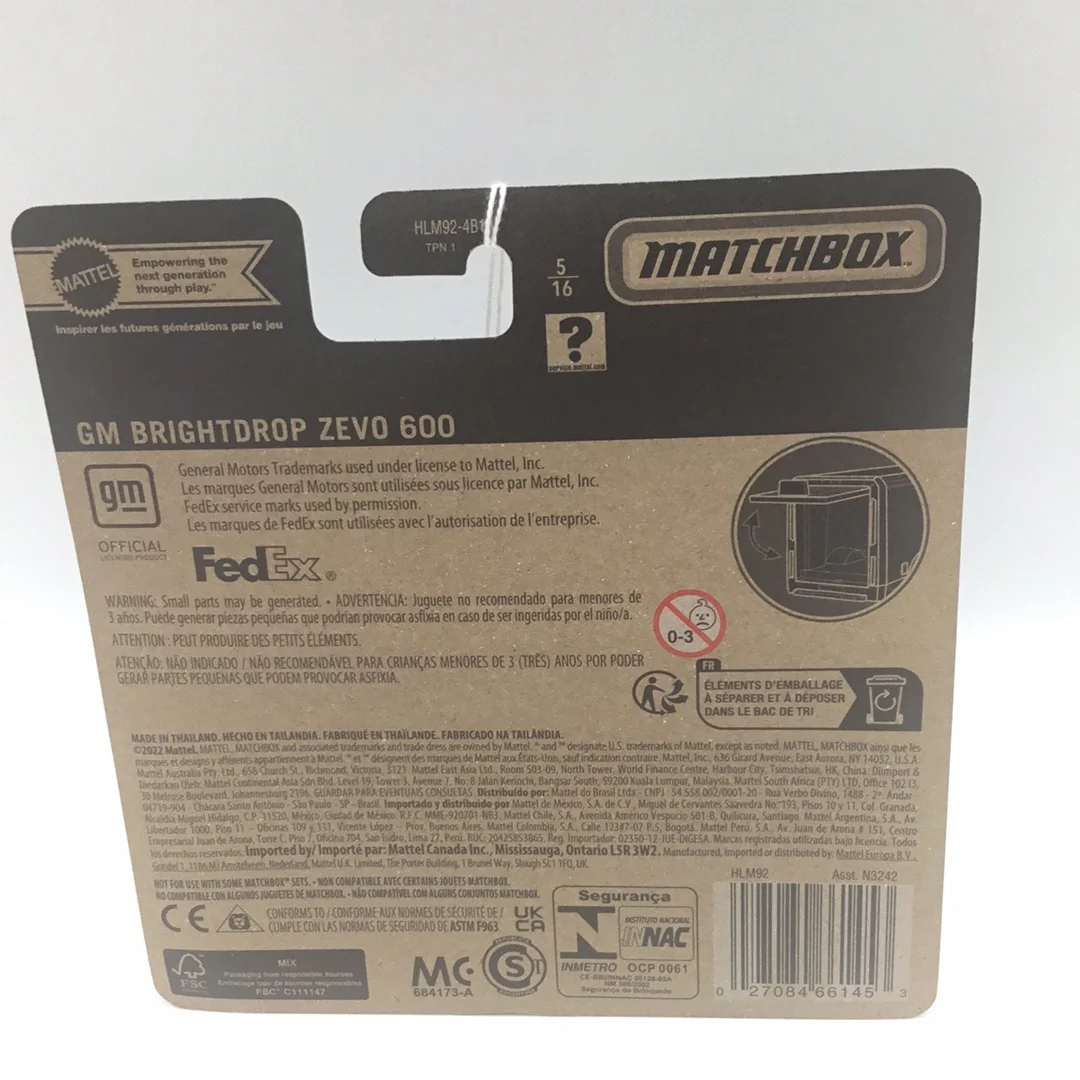 2023  Matchbox working Rigs 5/16 MBX GM Brightdrop Zevo 600 fedex NEW!!! - Image 5