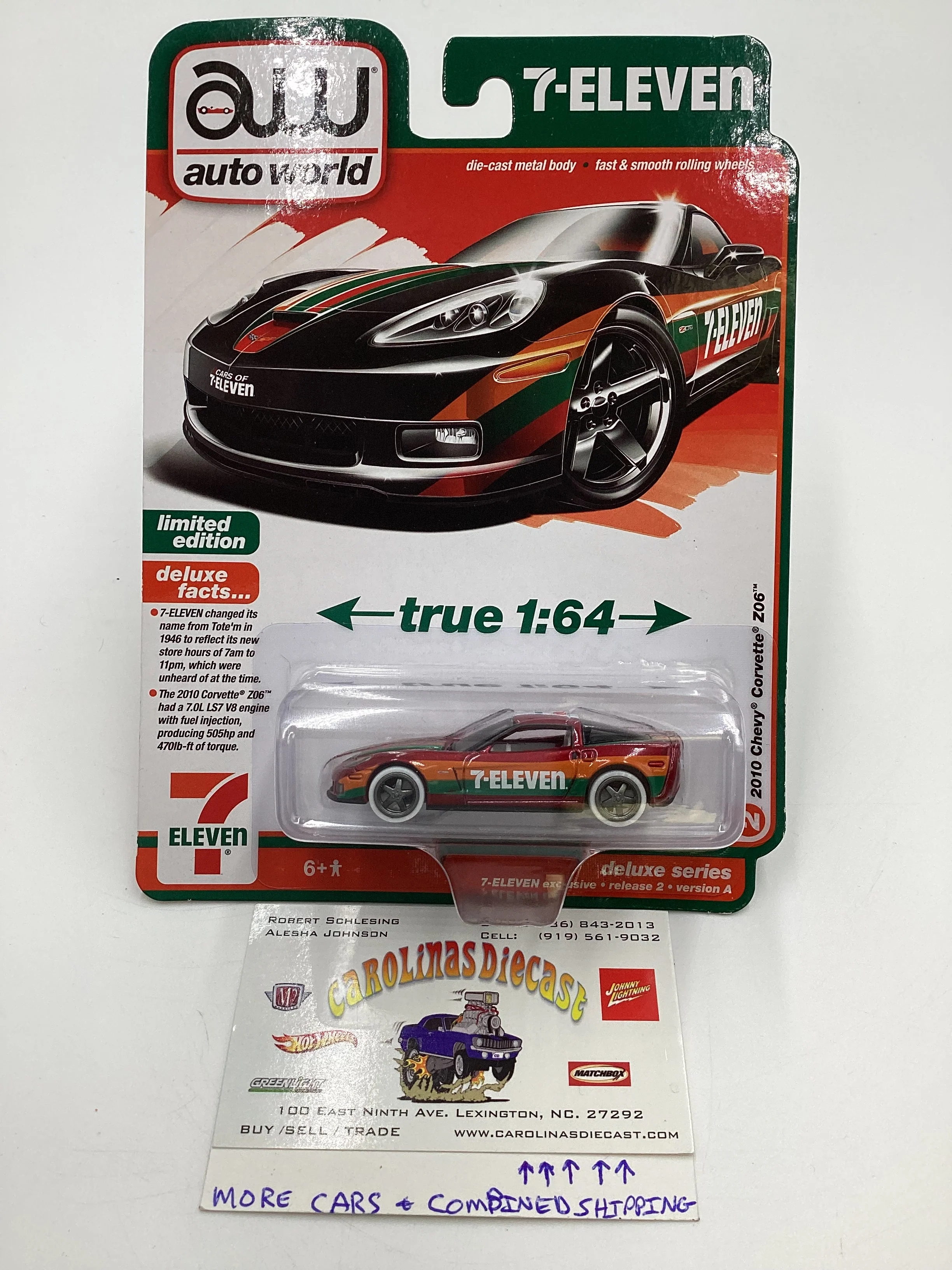 2024 Auto world 7-Eleven Exclusive Release 2 Version A 2010 Chevy Corvette Z06 Red Ultra Red Chase W/protector