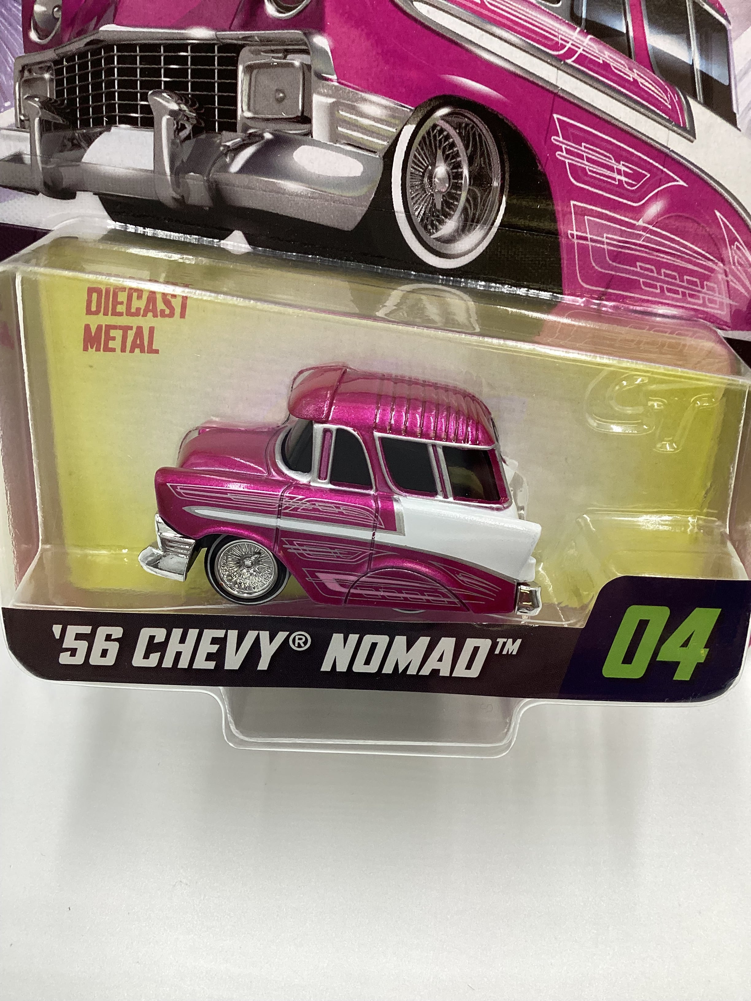 2024 Car Tuned Lowriders Series 2 #04 56 Chevy Nomad Pink 186A - Image 3