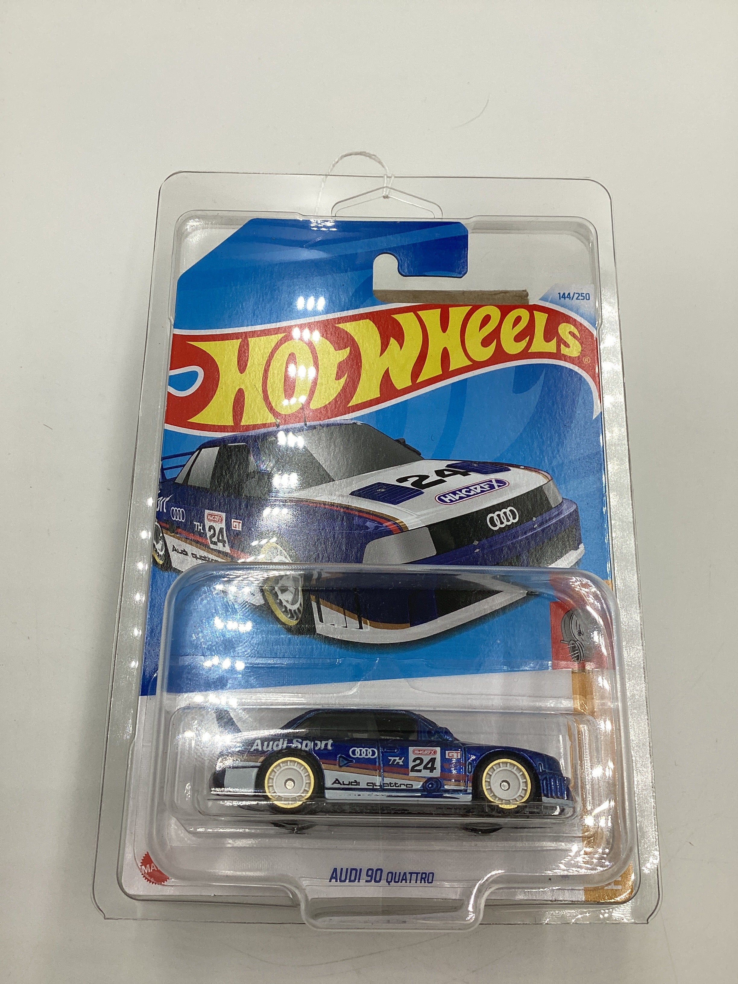 2024 Hot Wheels #144 Super Treasure Hunt Audi 90 Quattro Blue W/Protector International Card - Image 9