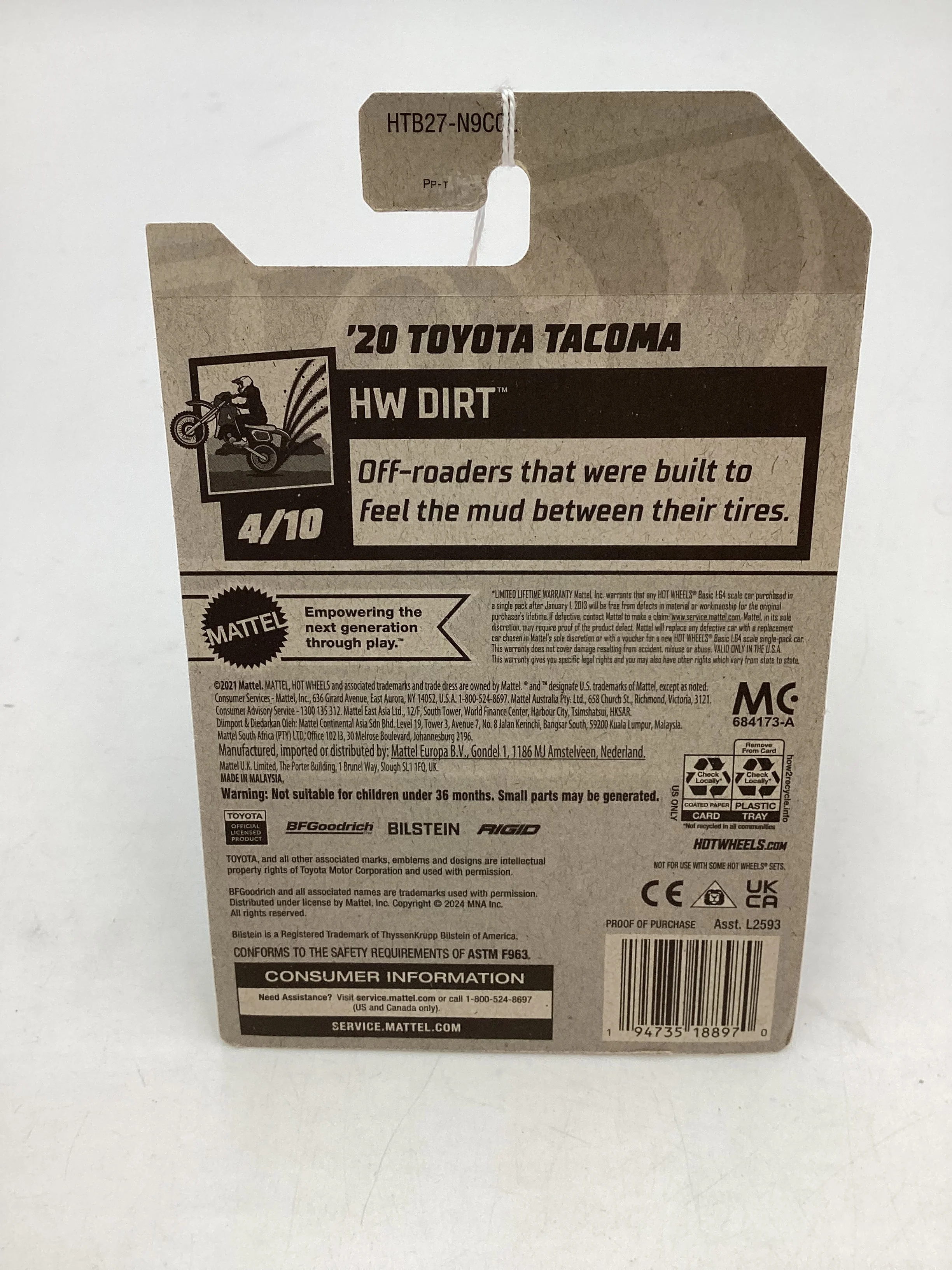 2024 Hot Wheels #198 20 Toyota Tacoma Blue 94F - Image 6