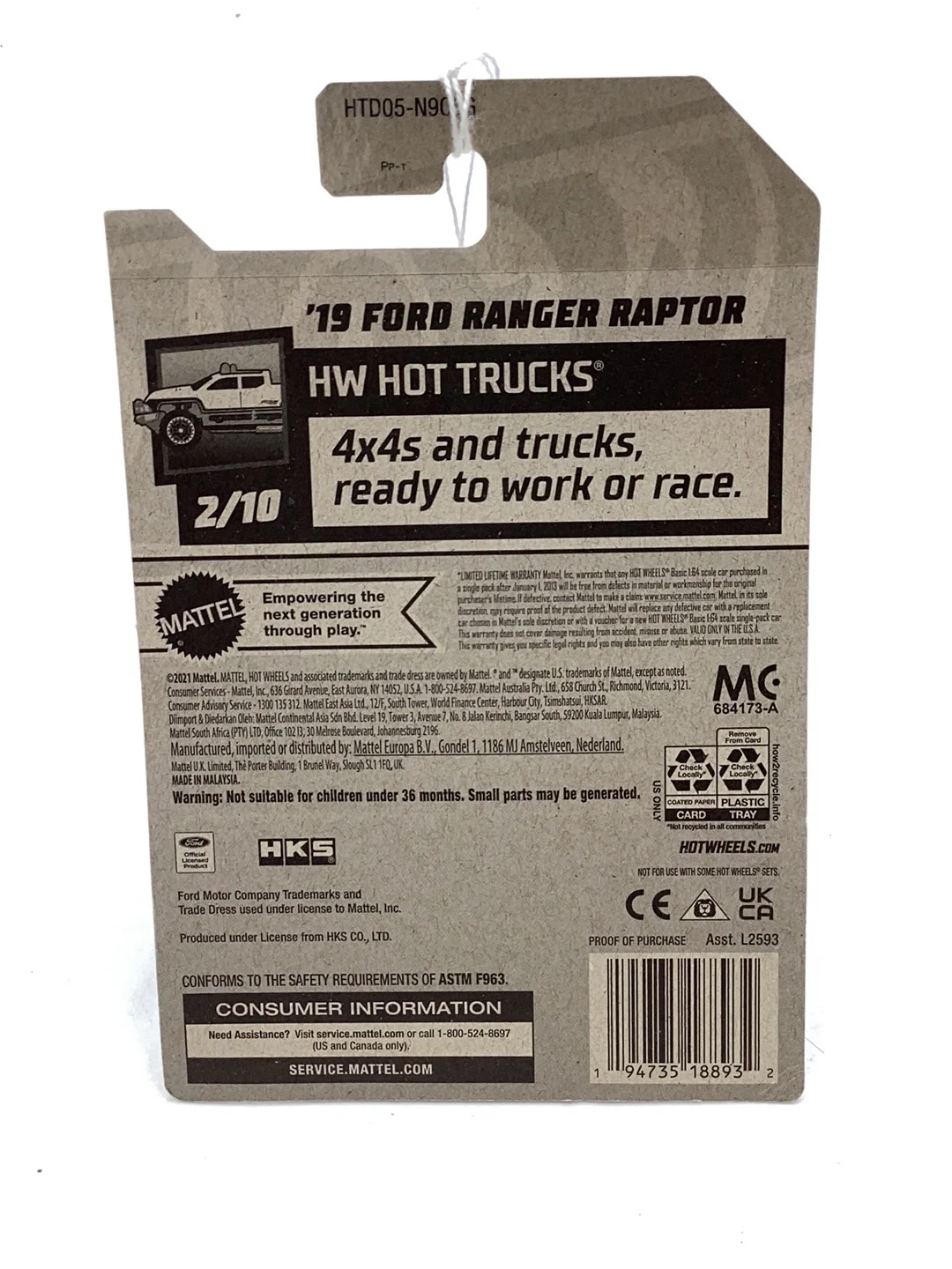 2024 Hot Wheels #43 19 Ford Ranger Raptor 19C - Image 6