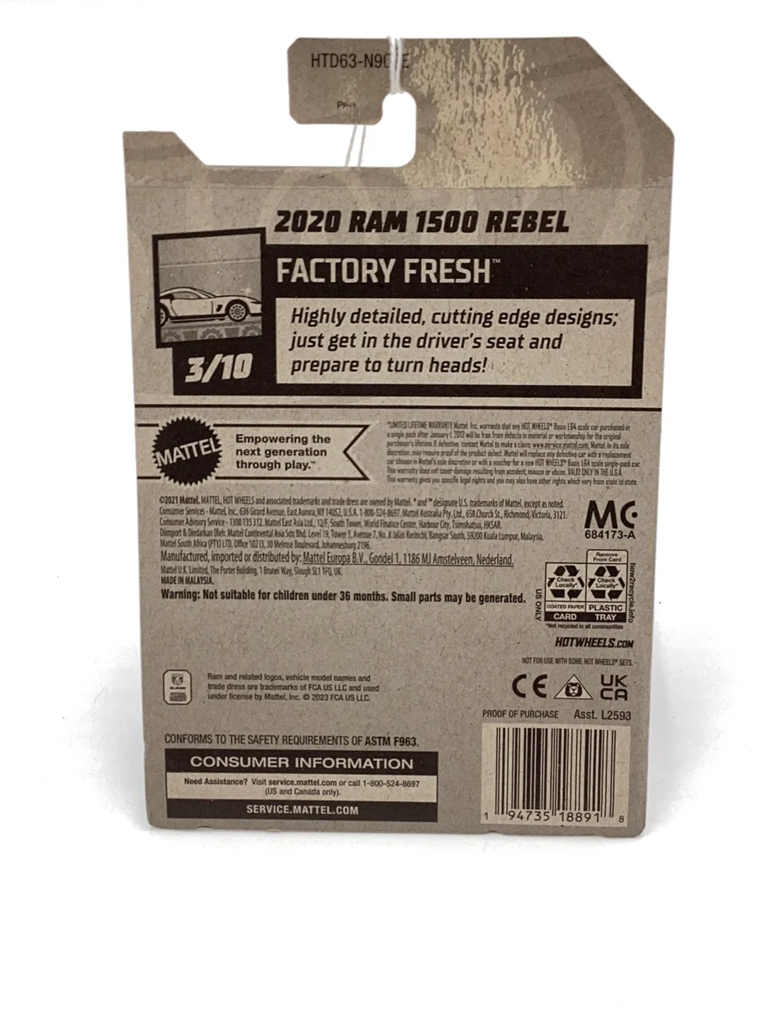 2024 Hot Wheels E Case #24 2020 Ram 1500 Rebel 41B - Image 7