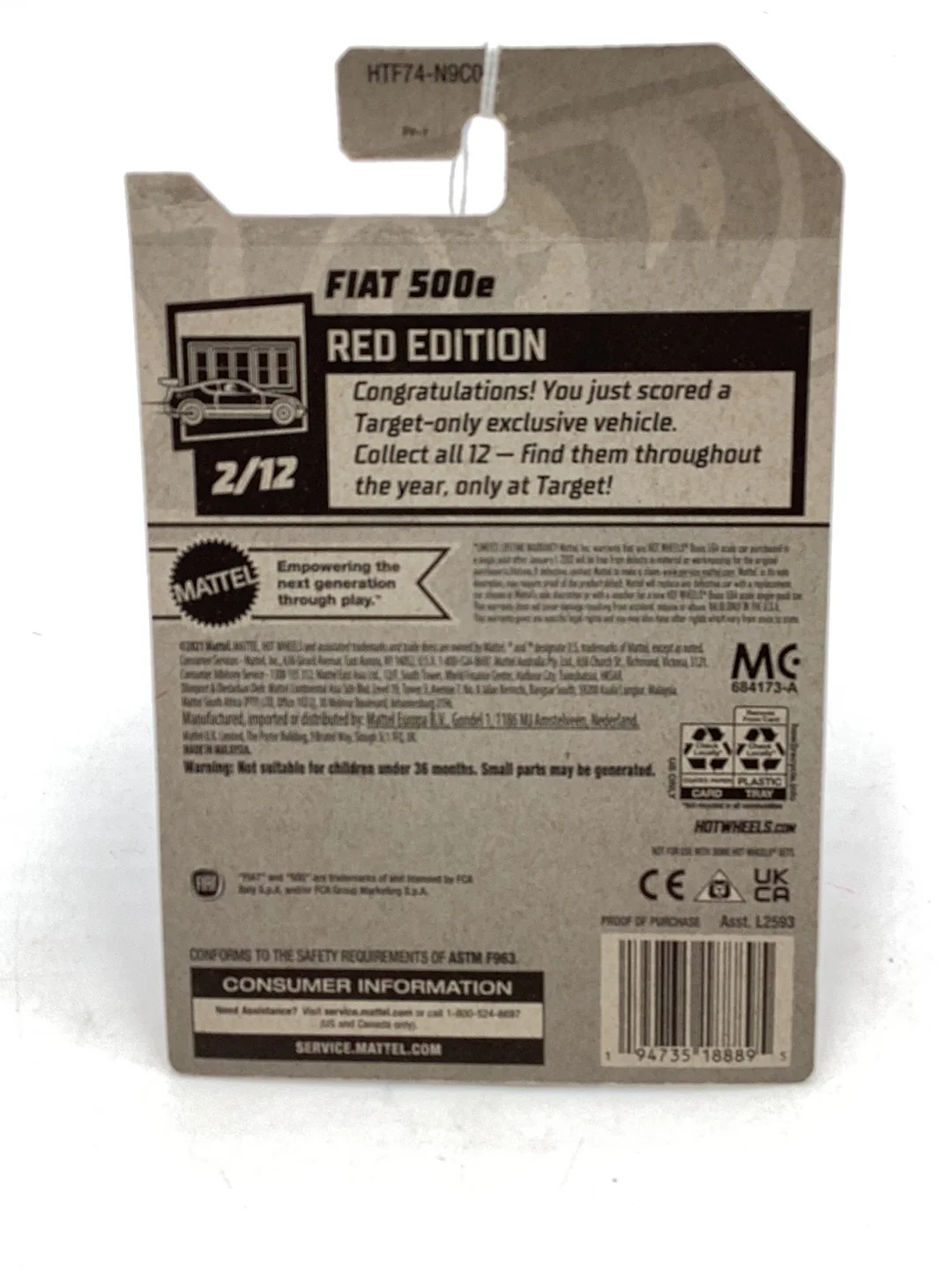 2024 Hot wheels Red edition #22 Fiat 500e 152E - Image 7