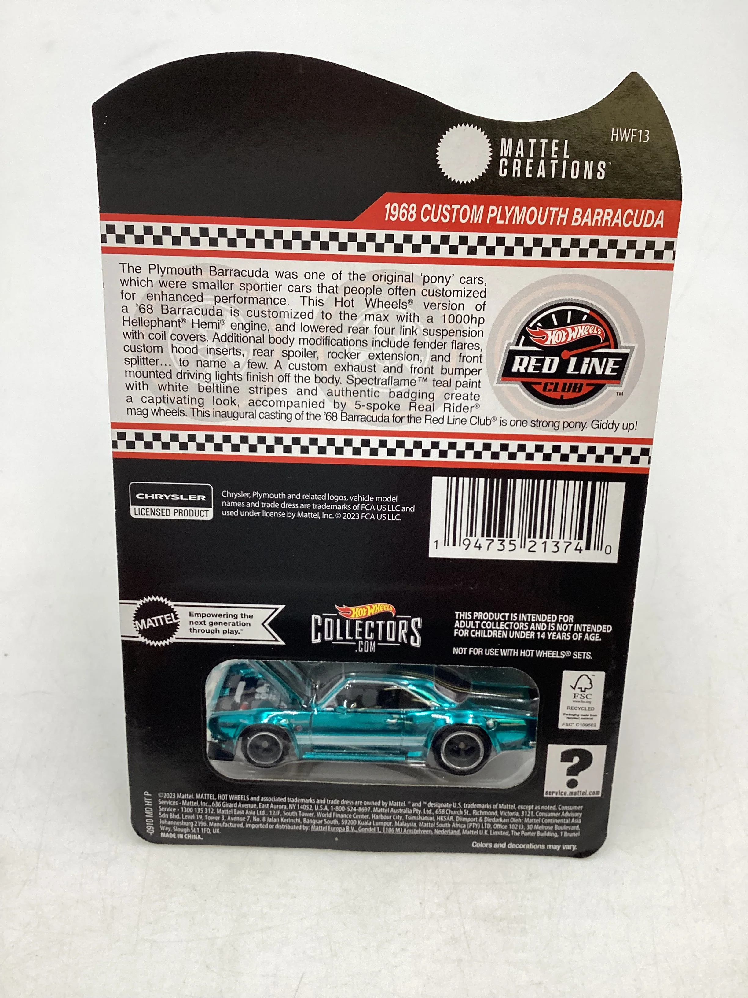 2024 Hot Wheels RLC 1968 Custom Plymouth Barracuda with protector - Image 7