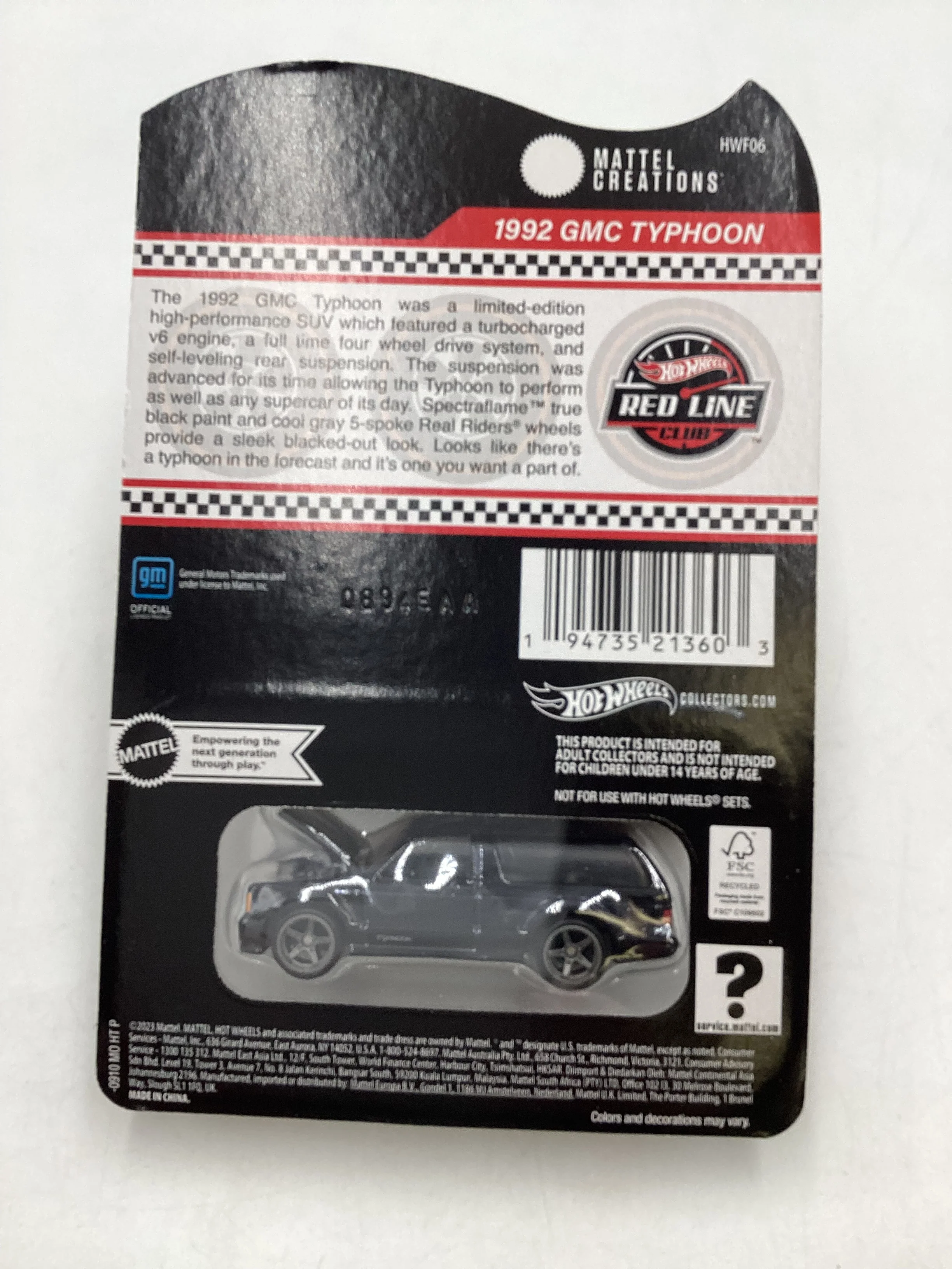 2024 Hot Wheels RLC 1992 GMC Typhoon with protector - Image 7