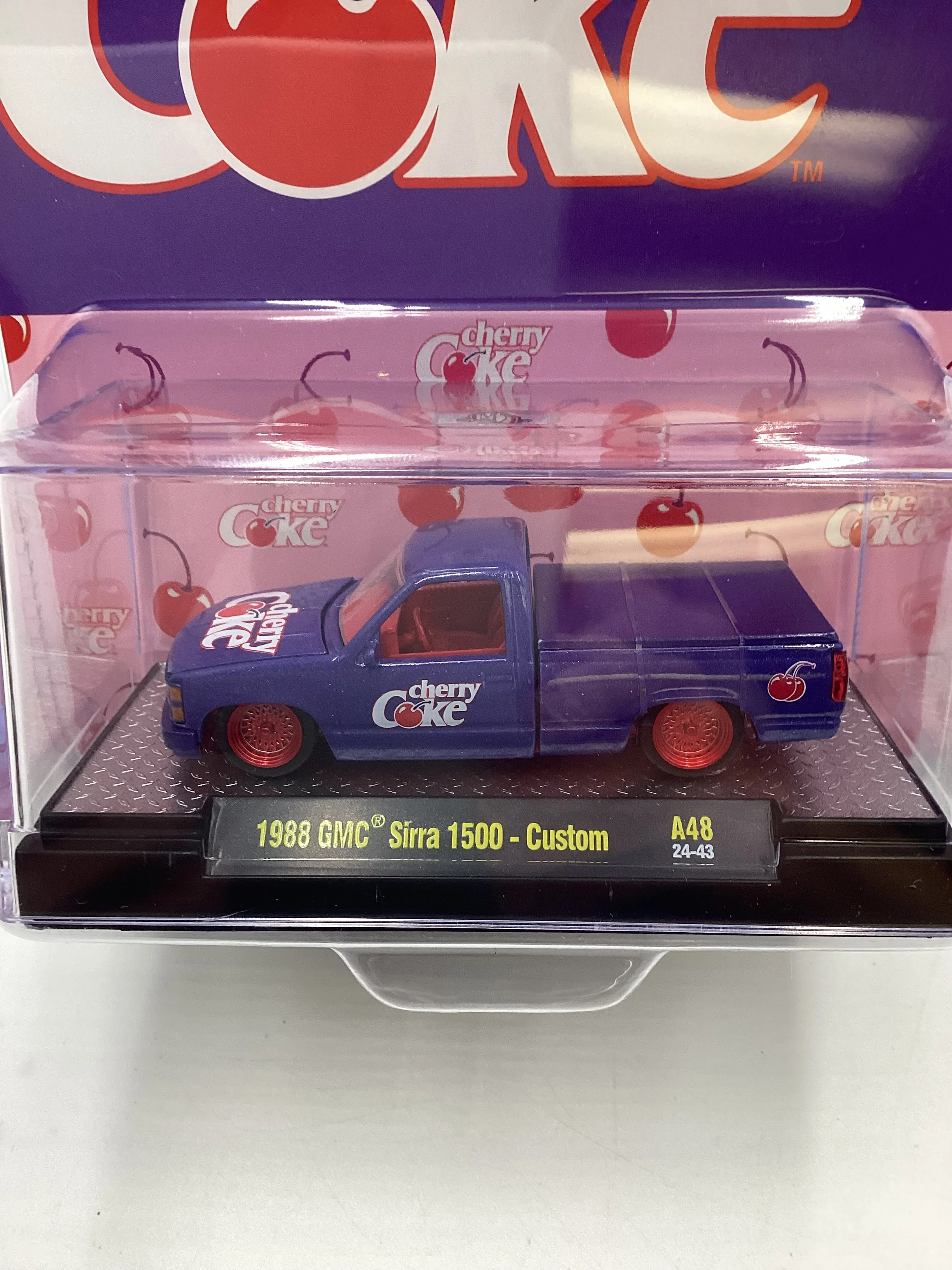 2024 M2 Machines Cherry Coke (Sirra Error) CHASE 1988 GMC Sierra 1500 Custom Purple A48 - Image 3