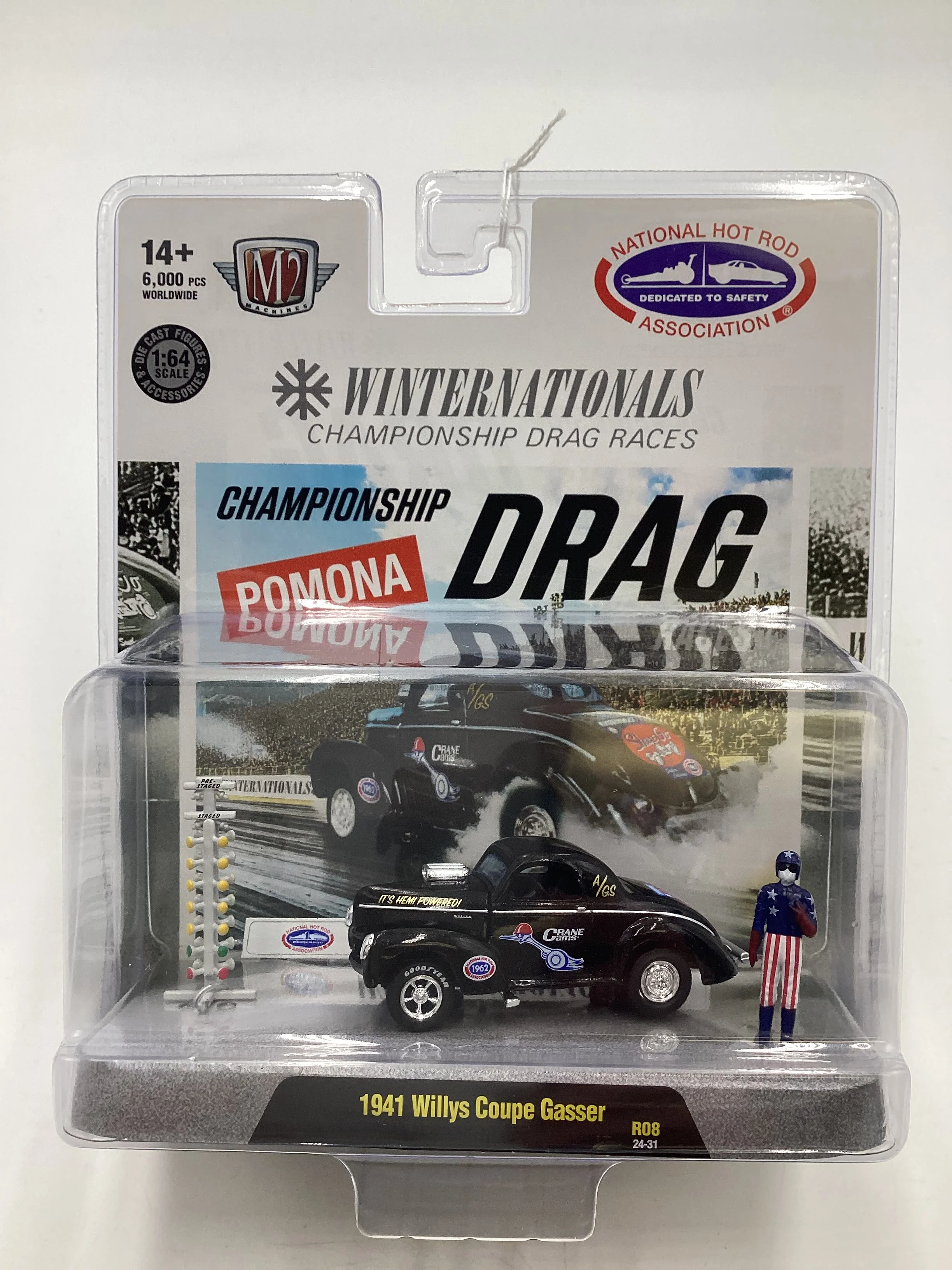 2024 M2 Machines Diorama NHRA 1941 Willy’s Coupe Gasser Black R08 195G - Image 2