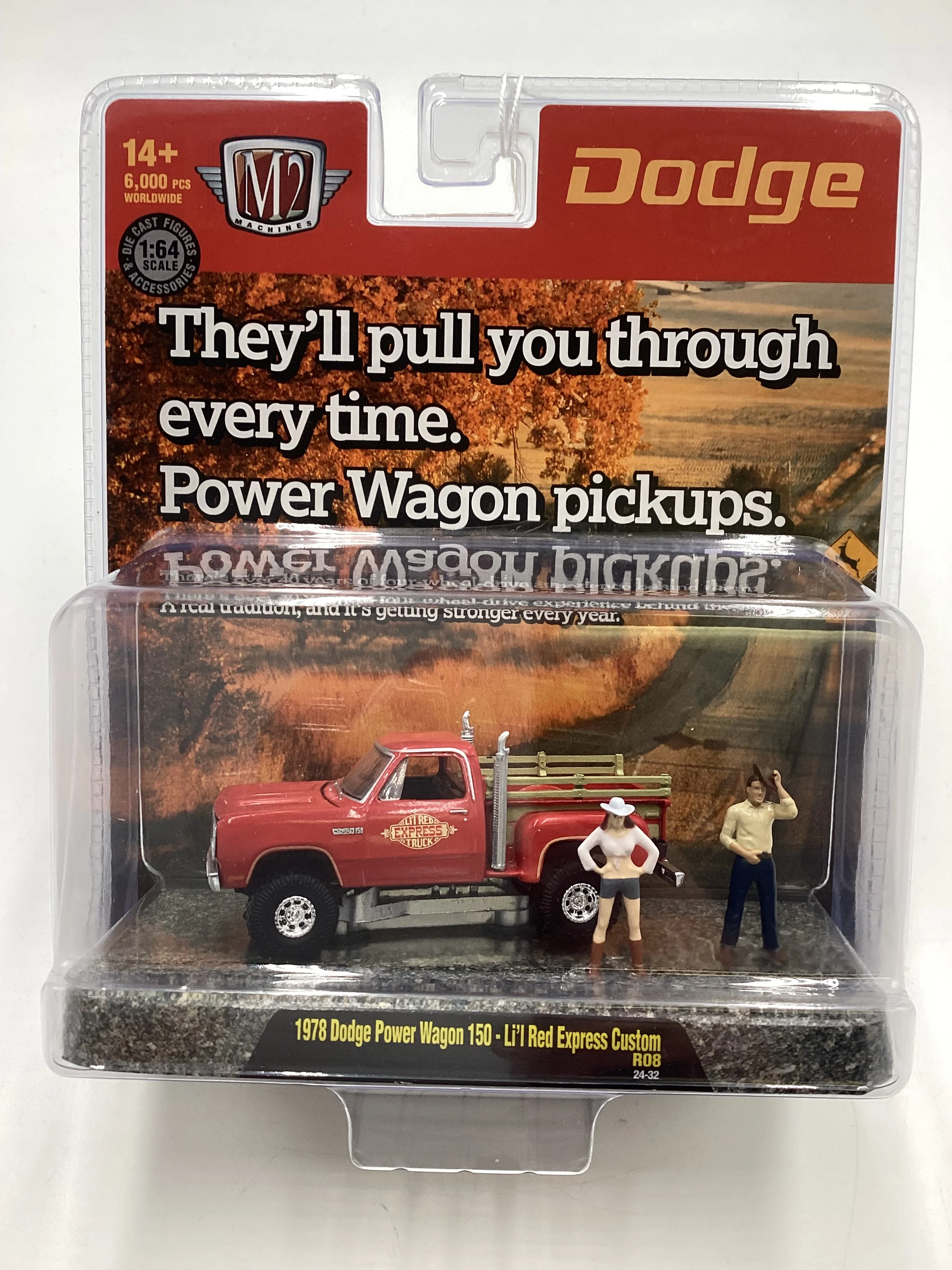 M2 Machines Diorama 1978 Dodge Power Wagon 150 Lil Red Express Custom Red R08 198E - Image 2