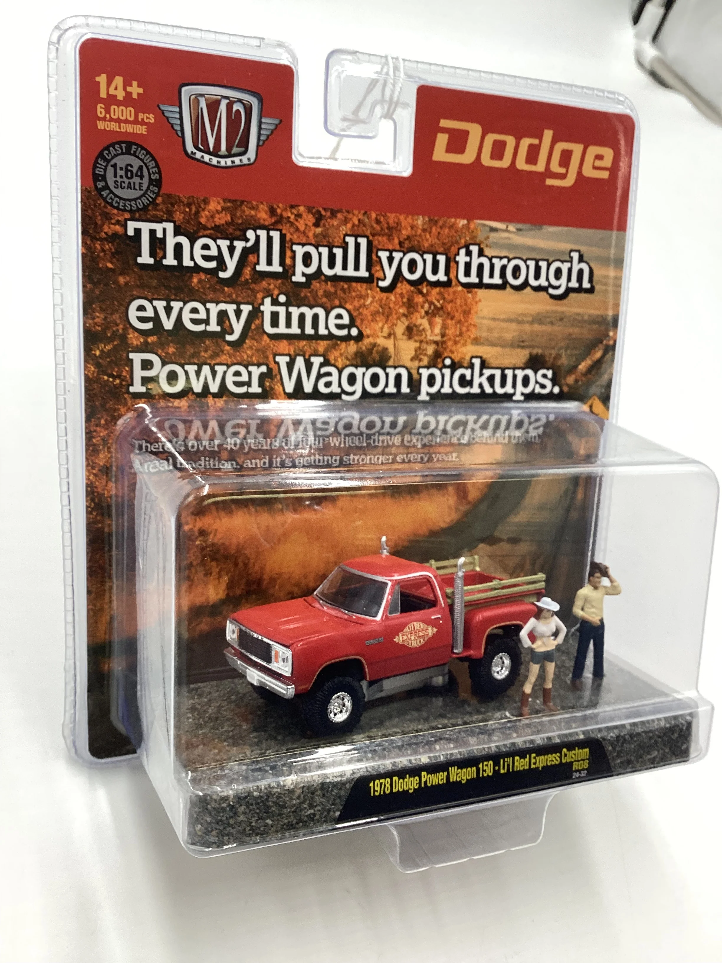 M2 Machines Diorama 1978 Dodge Power Wagon 150 Lil Red Express Custom Red R08 198E - Image 5