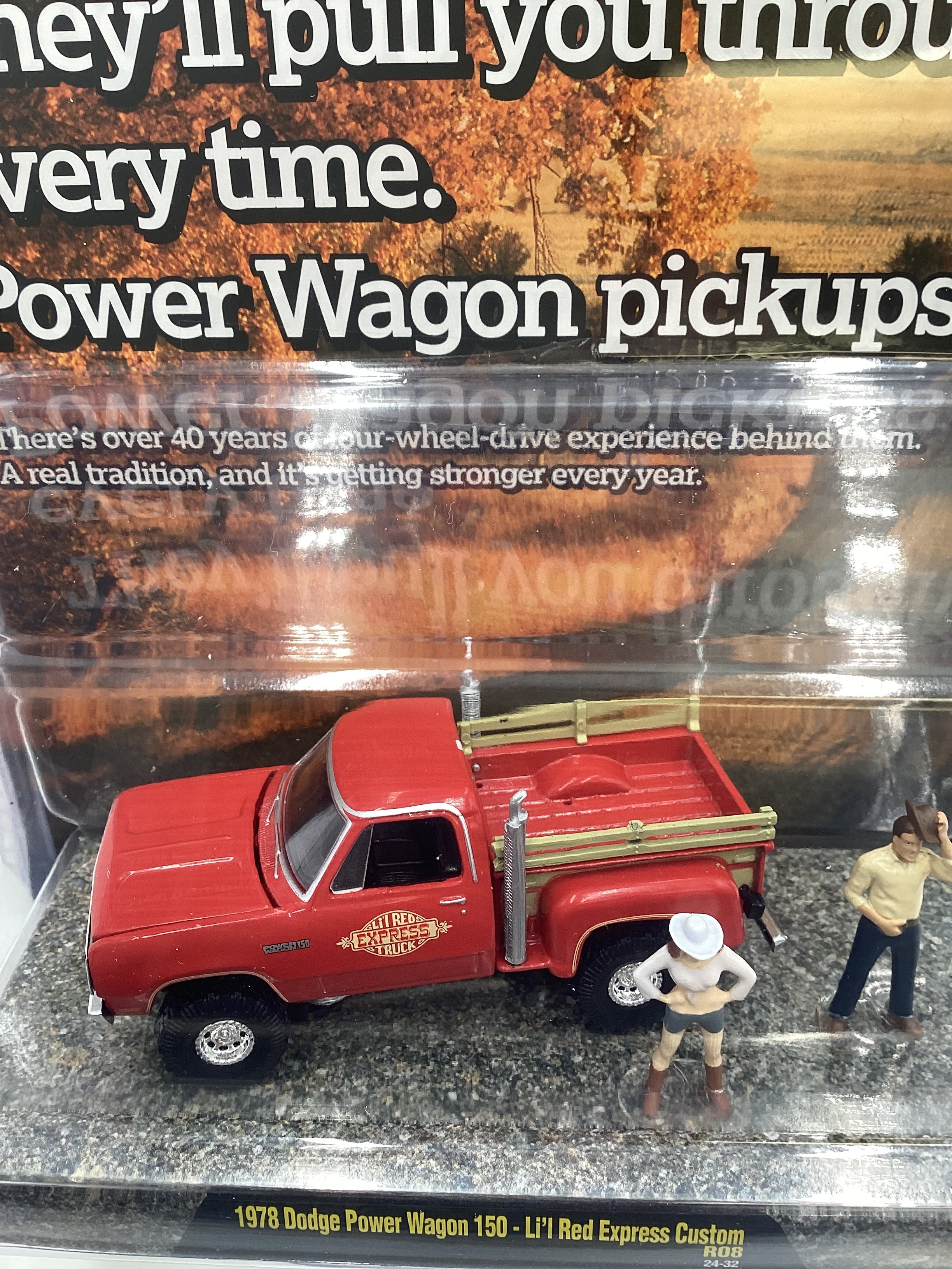 M2 Machines Diorama 1978 Dodge Power Wagon 150 Lil Red Express Custom Red R08 198E - Image 6