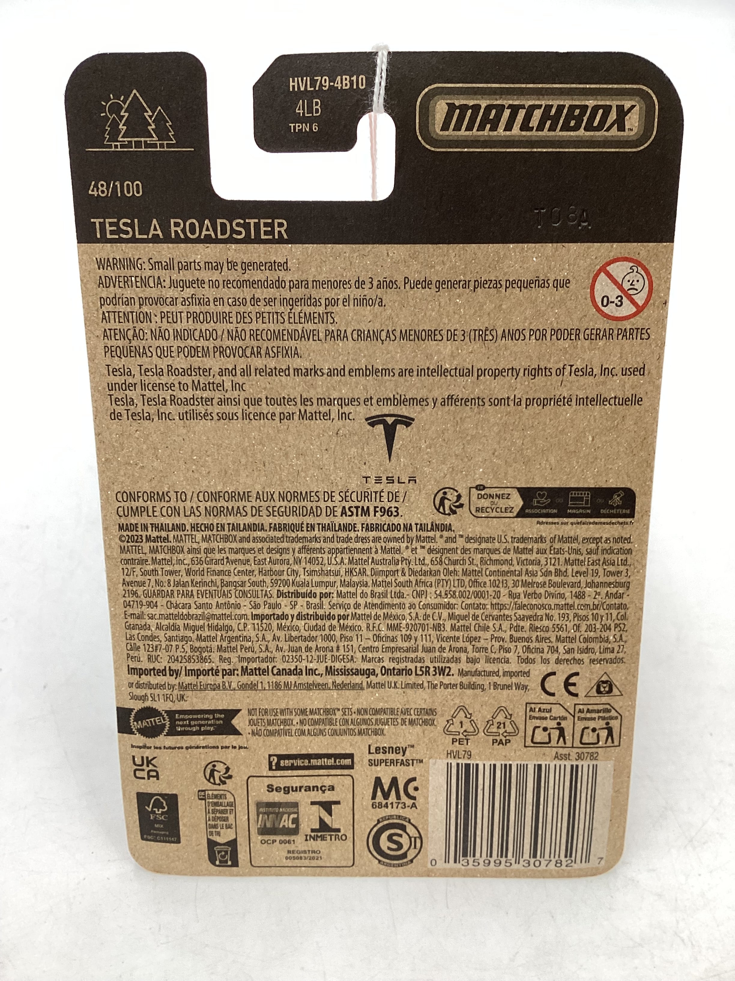 2024 Matchbox G Case #48 Tesla Roadster Matte Black 211A - Image 7