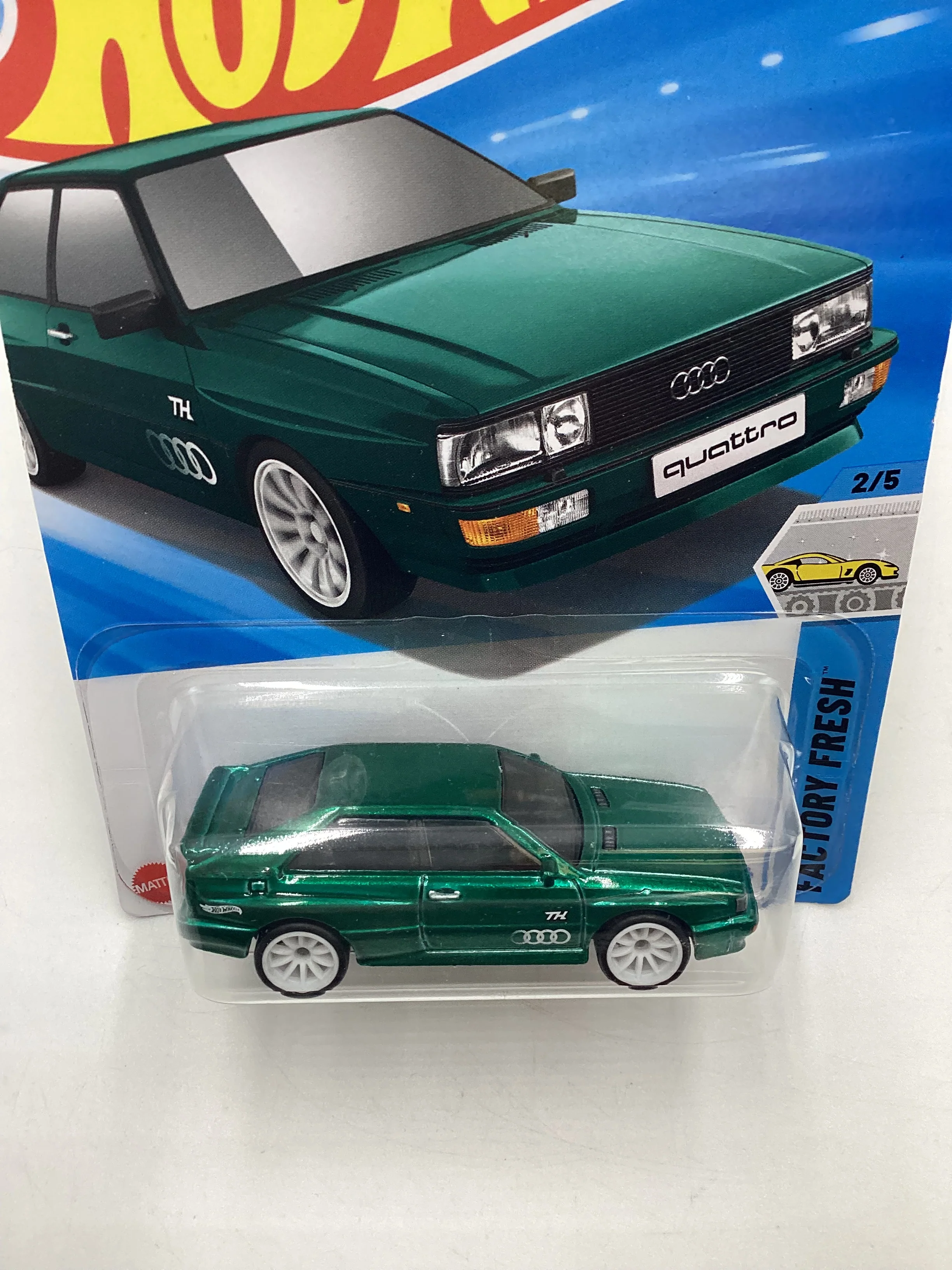 2025 Hot Wheels  A Case Super Treasure Hunt #16 87 Audi Quattro Green with protector - Image 6