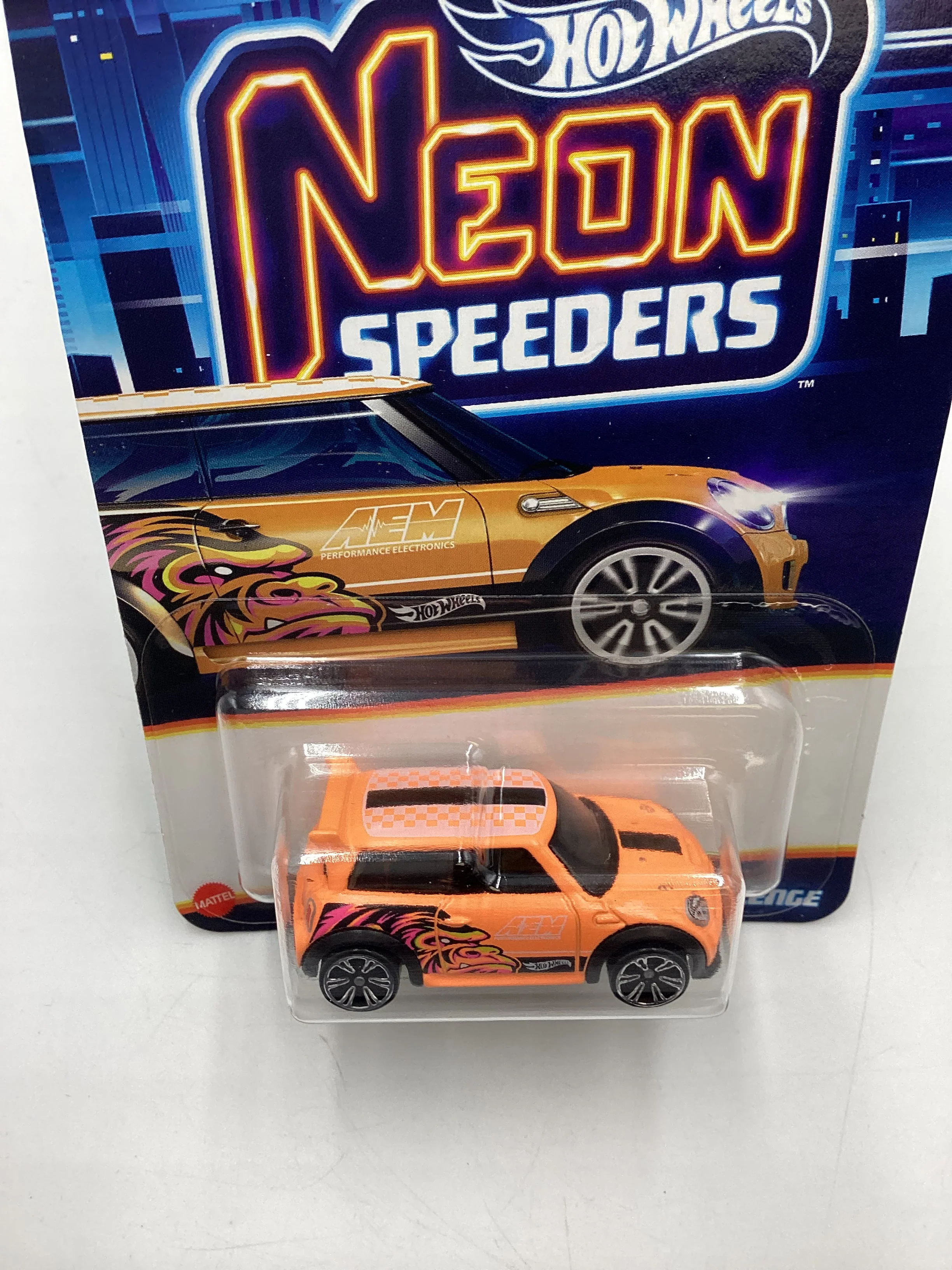 2025 Hot Wheels Neon Speeders #5 Mini Cooper S Challenge Orange 159E - Image 6