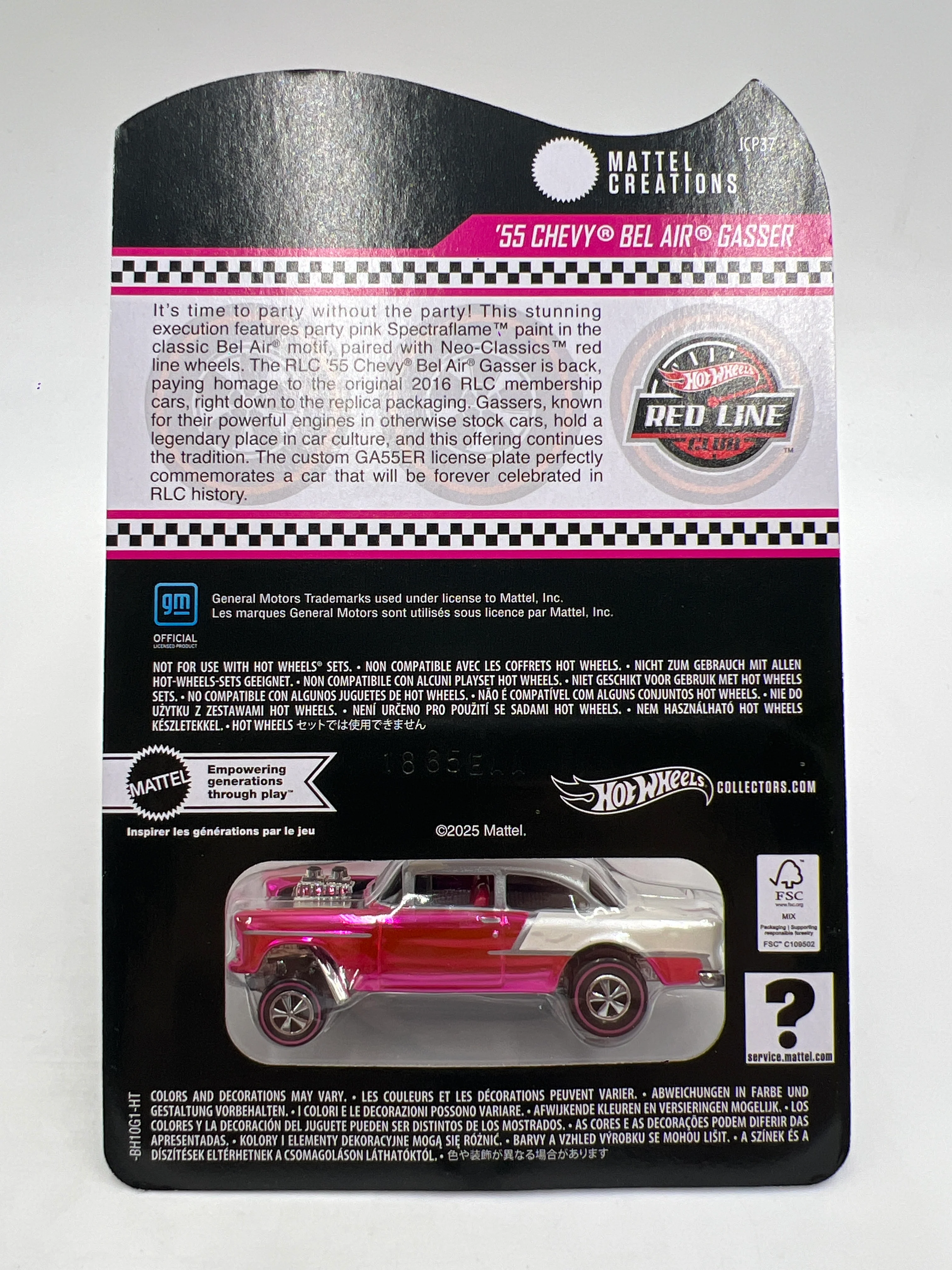 2025 Hot Wheels RLC Club Exclusive 55 Chevy Bel Air Gasser Pink W/Protector - Image 6