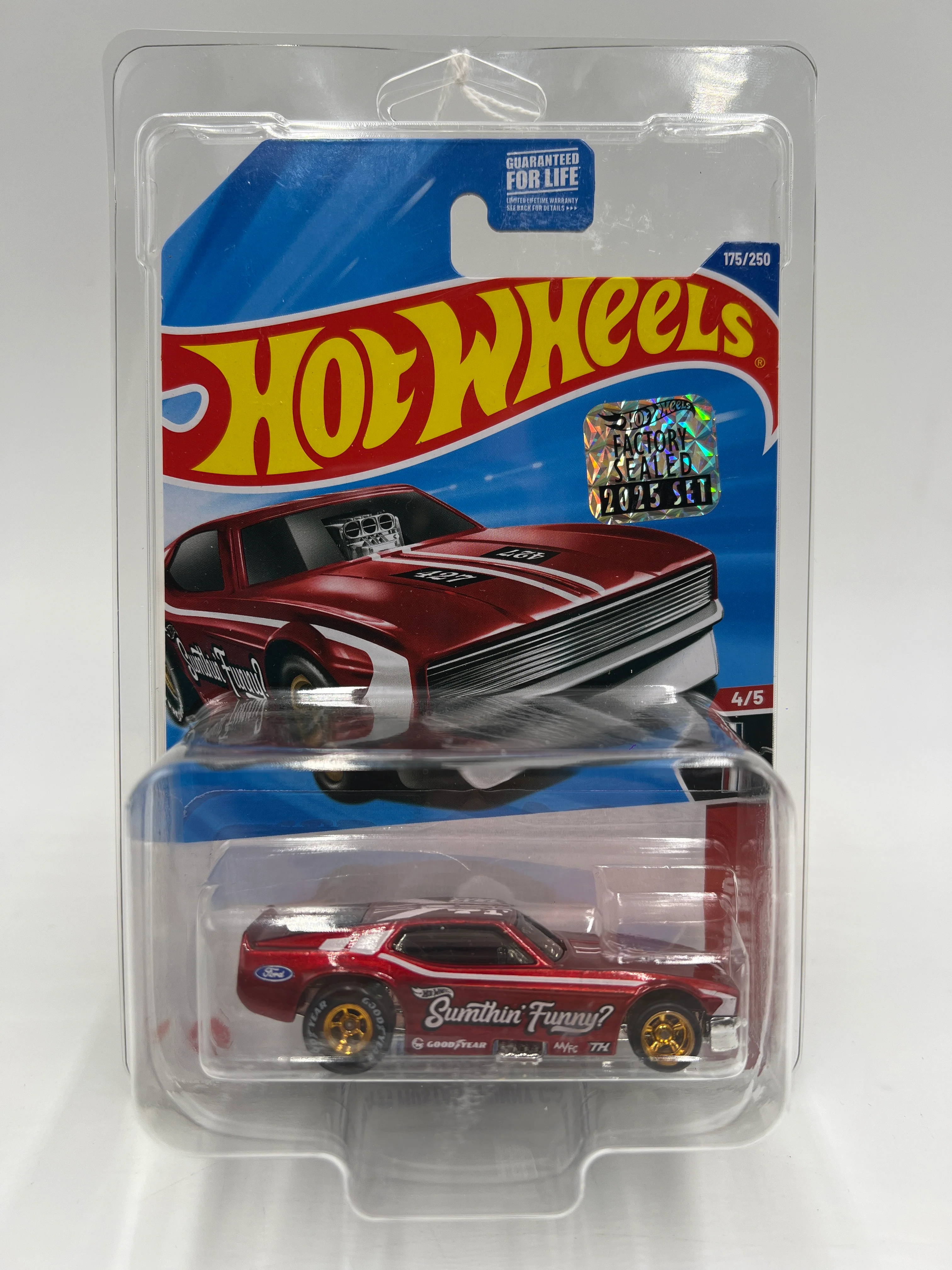 2025 Hot Wheels Factory Sealed Super Treasure Hunt #175 71 Mustang Funny Car Red W/Protector - Image 7