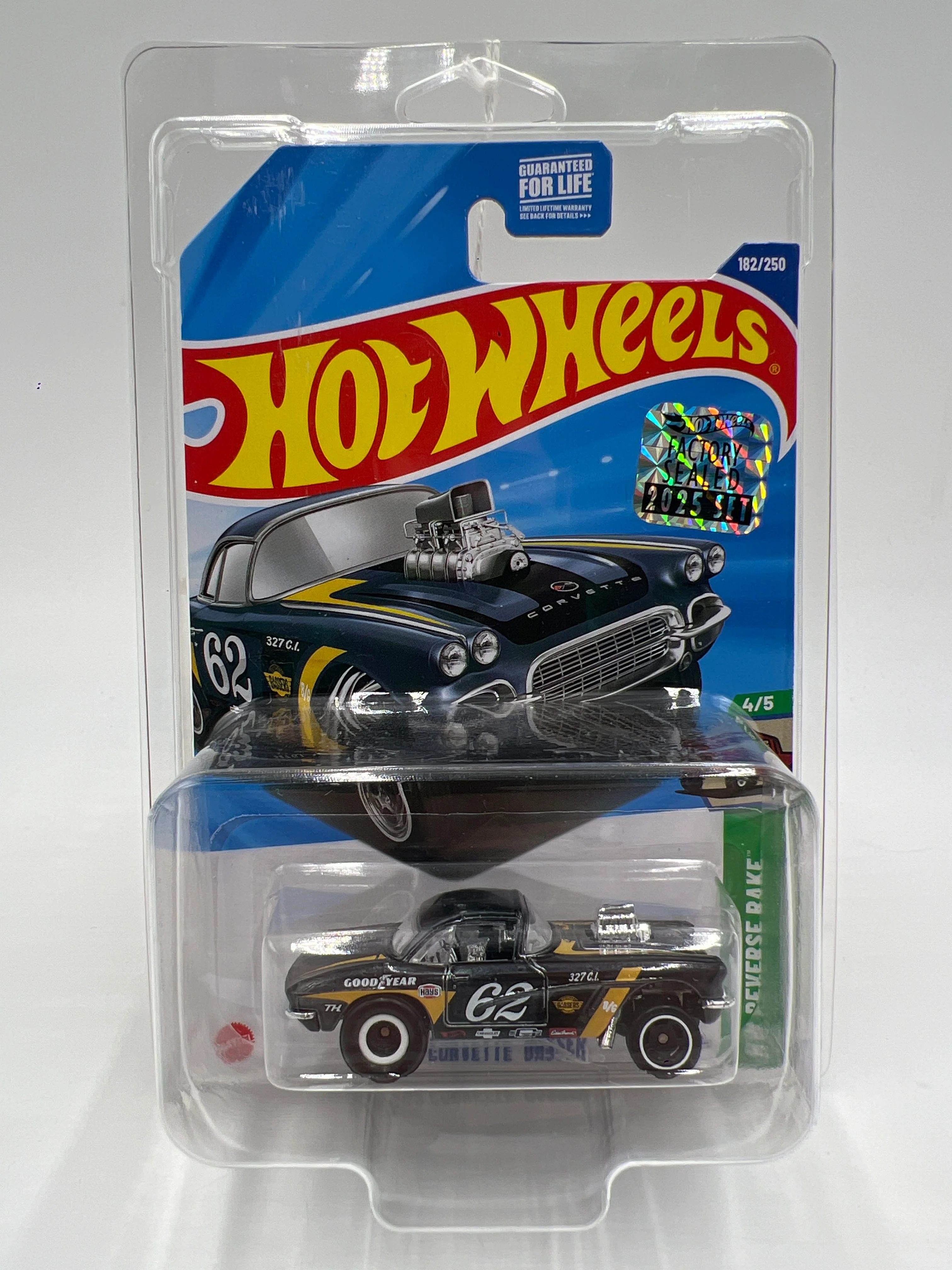2025 Hot Wheels Factory Sealed Super Treasure Hunt #182 62 Corvette Gasser W/Protector - Image 7
