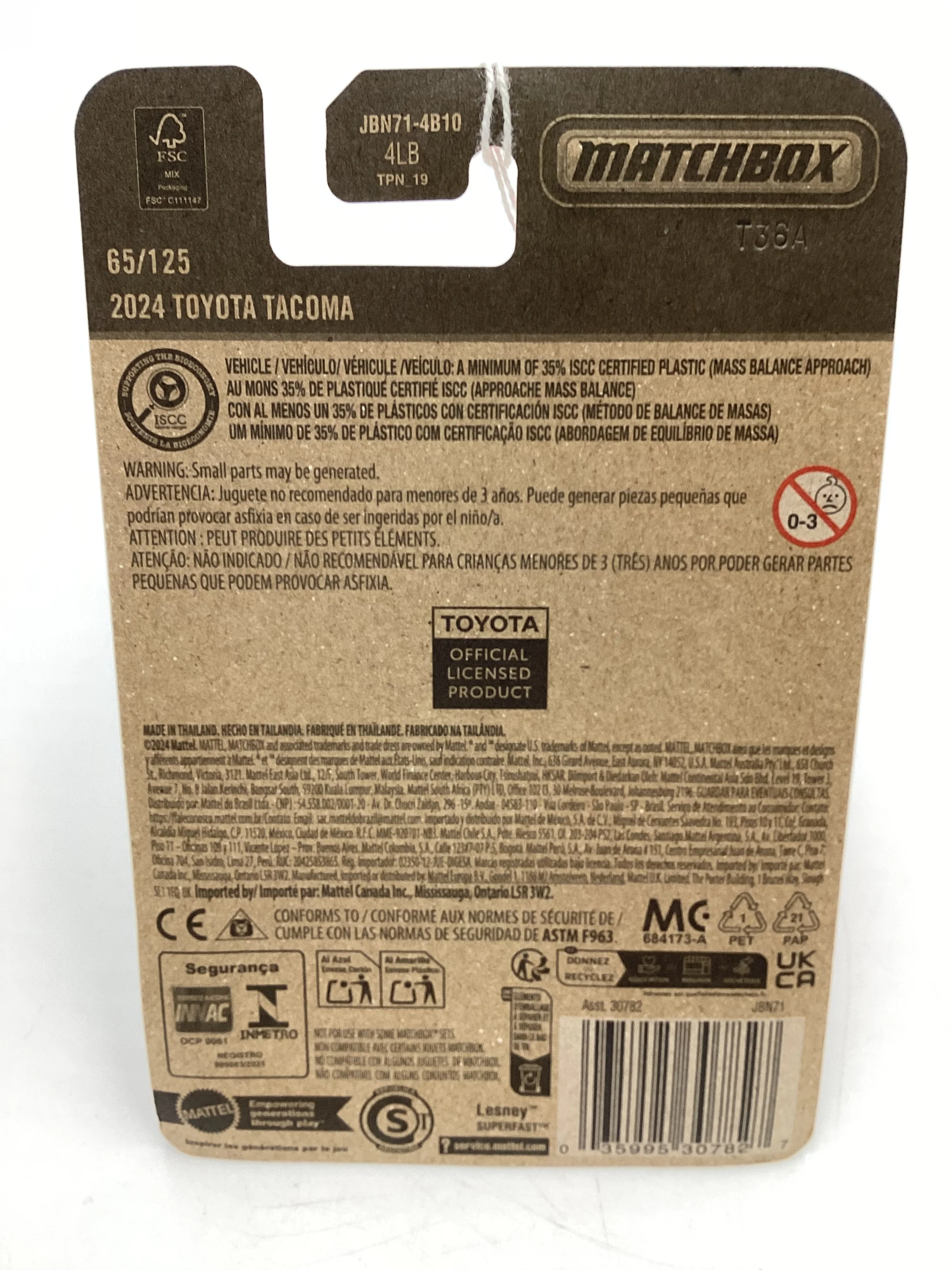 2025 Matchbox #65 2024 Toyota Tacoma White 213C - Image 7