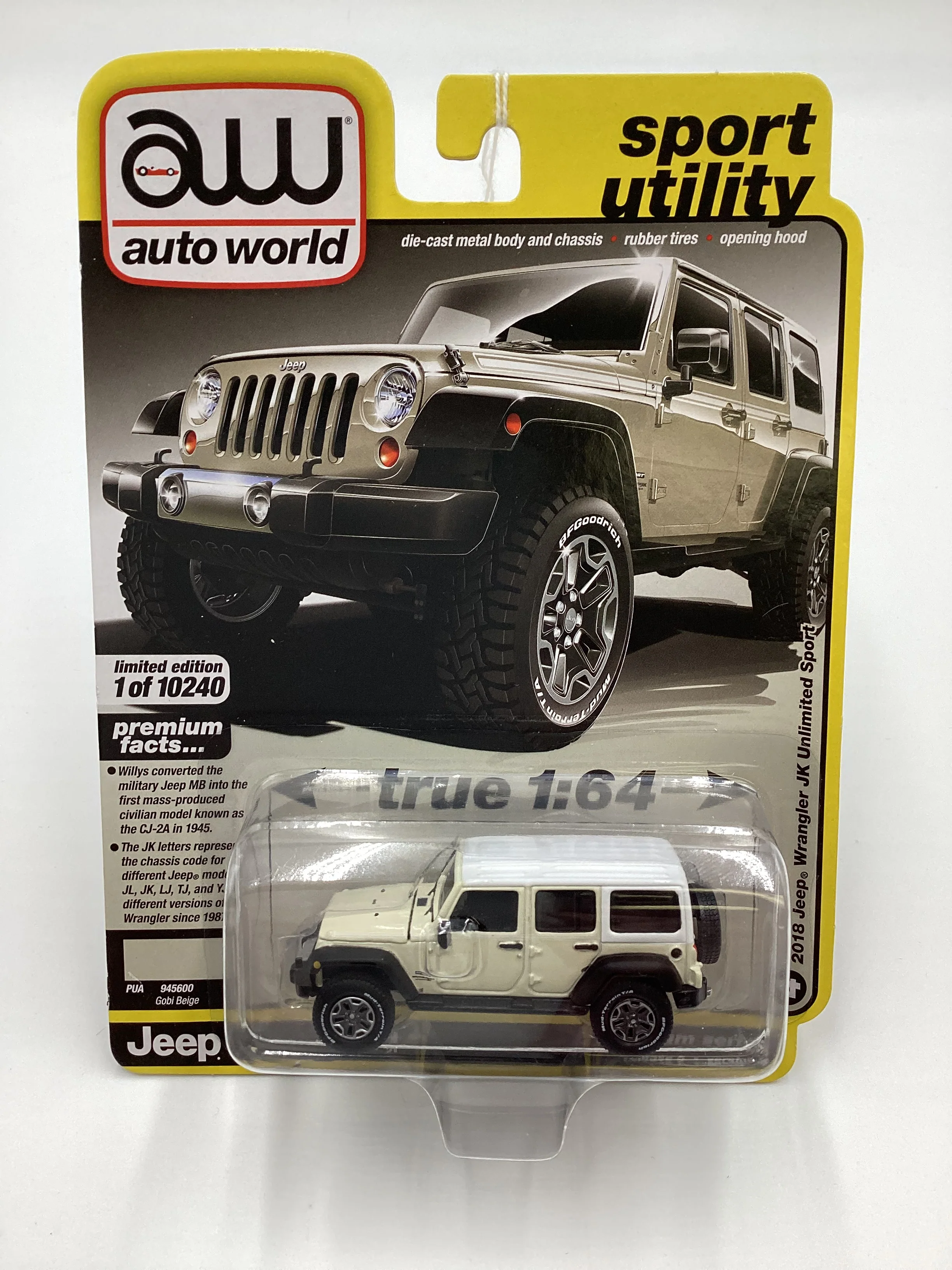 Auto World Sport Utility Release 5 Version B 2018 Jeep Wrangler JK Unlimited Sport Beige 182E - Image 2