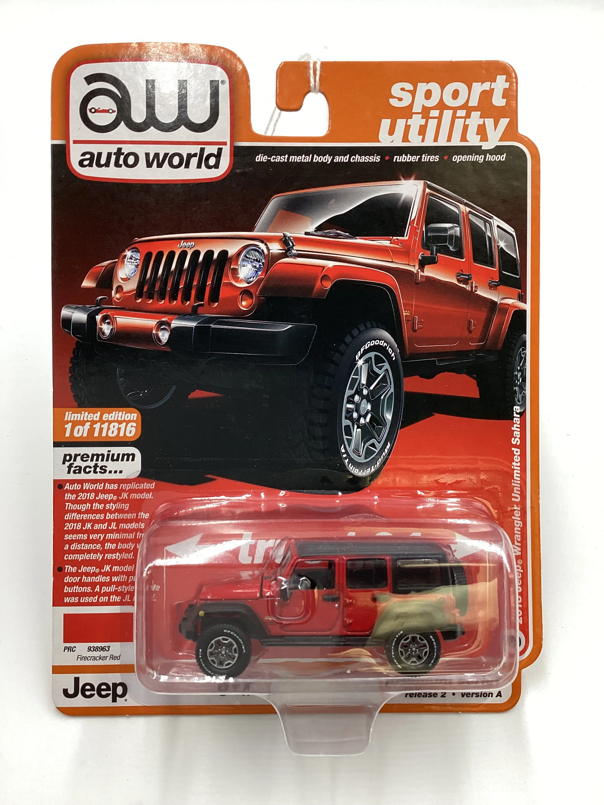 Auto World Sport Utility Release 2 Version A 2018 Jeep Wrangler Unlimited Sahara Red 182E - Image 2
