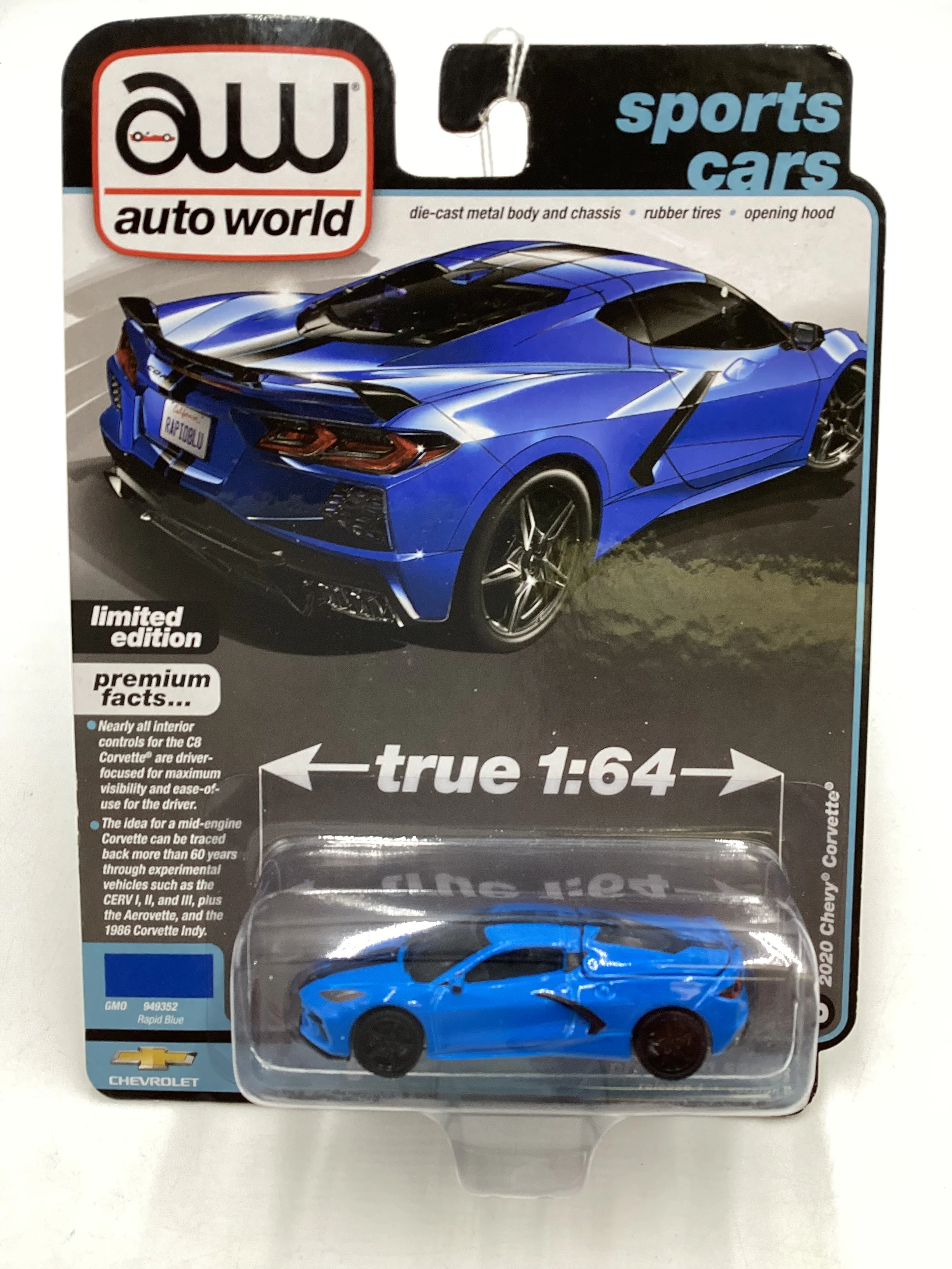 Auto World Sports Cars Version B #3 2020 Chevy Corvette Blue 182G - Image 2