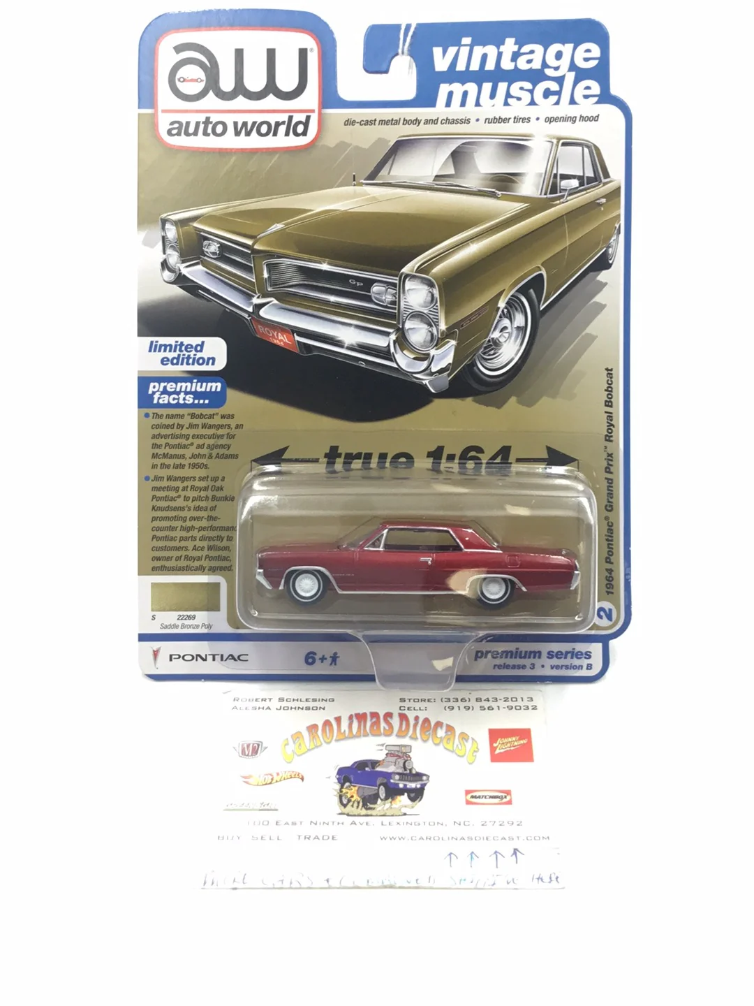 Auto world vintage muscle 1964 Pontiac Grand Prix Royal Bobcat version B Ultra Red Chase bad corner