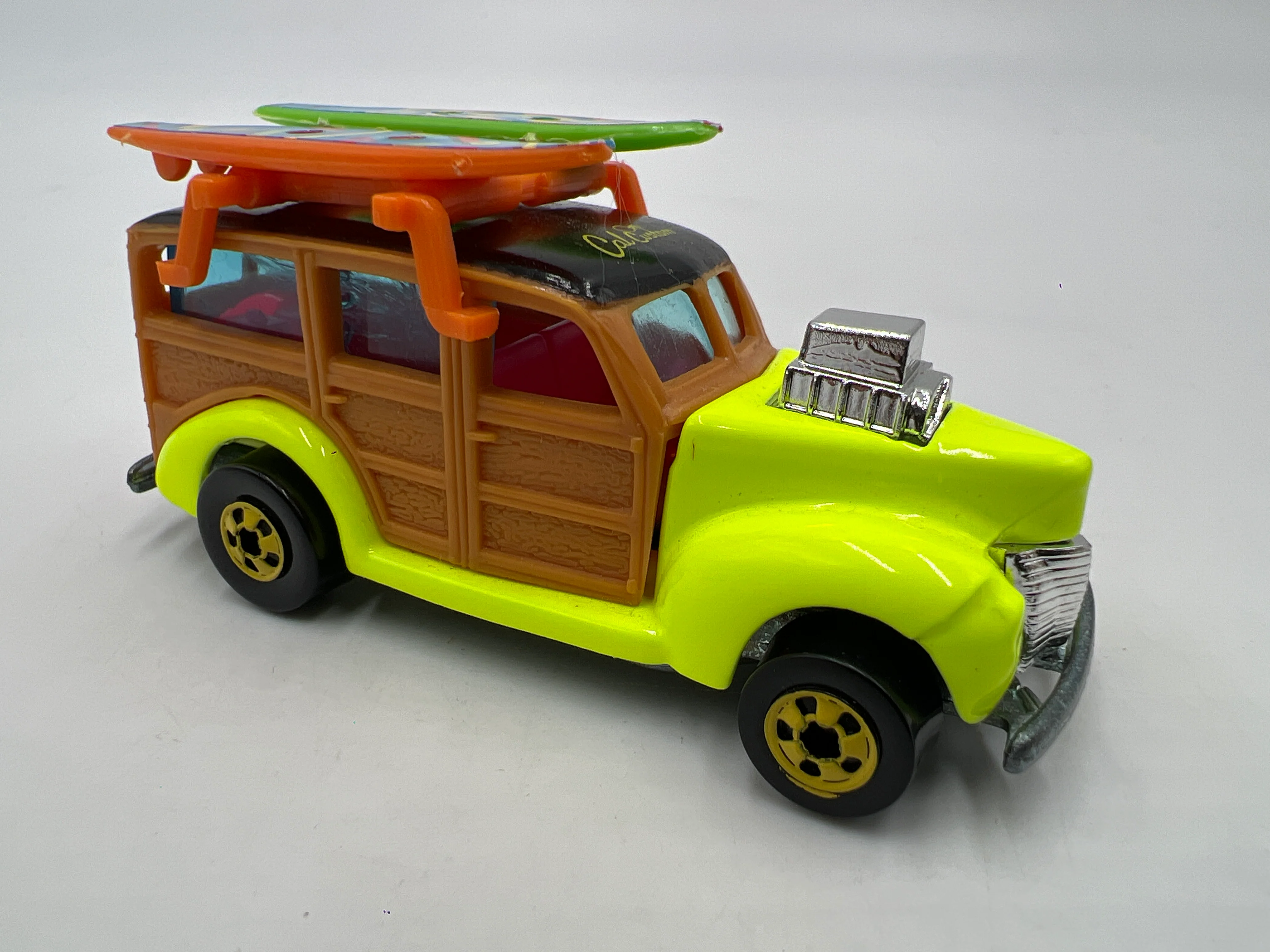 Hot Wheels Cal Customs 40s Ford Woodie W/Surf Rack Neon Loose - Image 2
