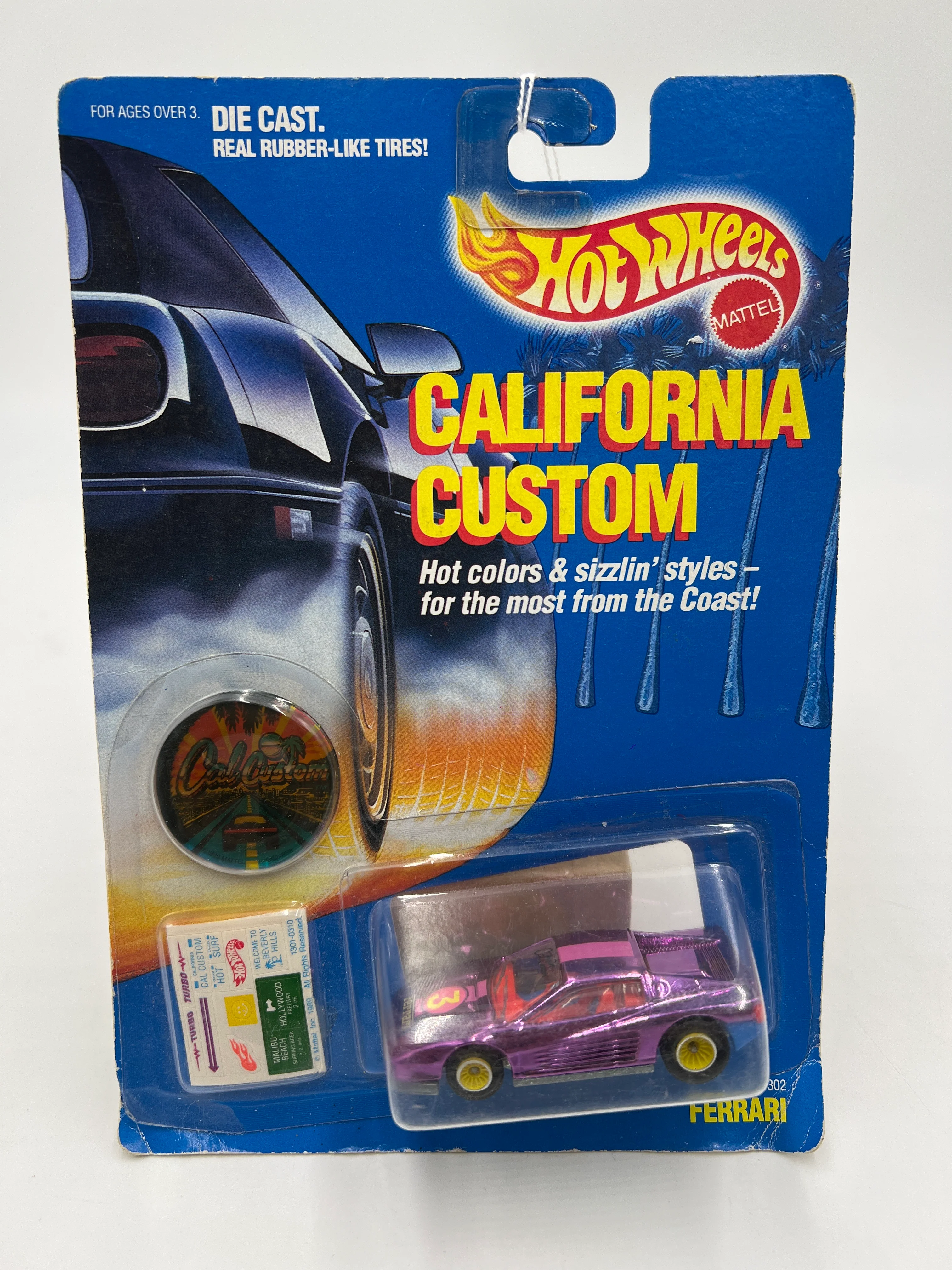1989 Hot Wheels California Custom 1302 Ferrari Testarossa Purple - Image 2