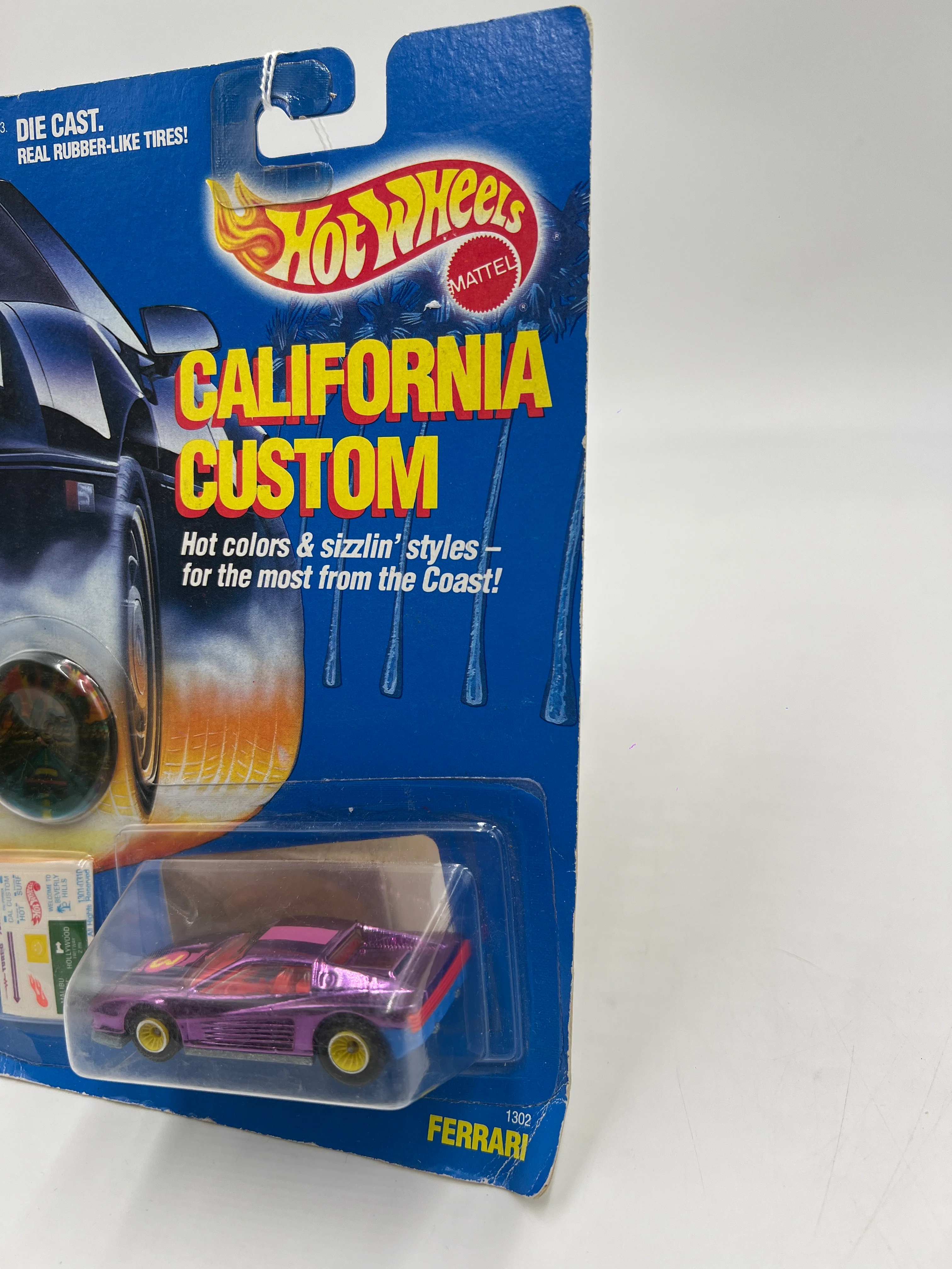 1989 Hot Wheels California Custom 1302 Ferrari Testarossa Purple - Image 4