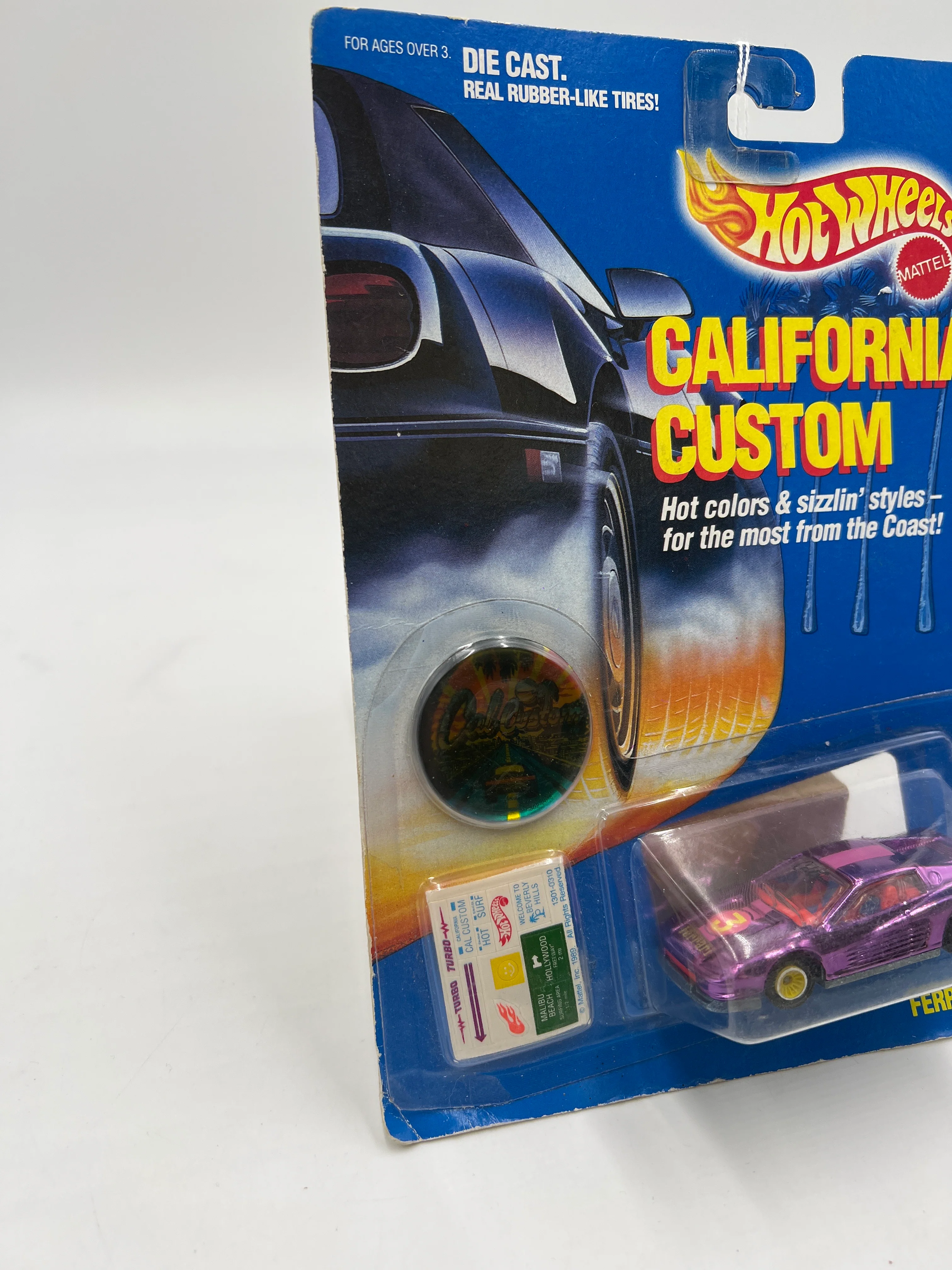 1989 Hot Wheels California Custom 1302 Ferrari Testarossa Purple - Image 5