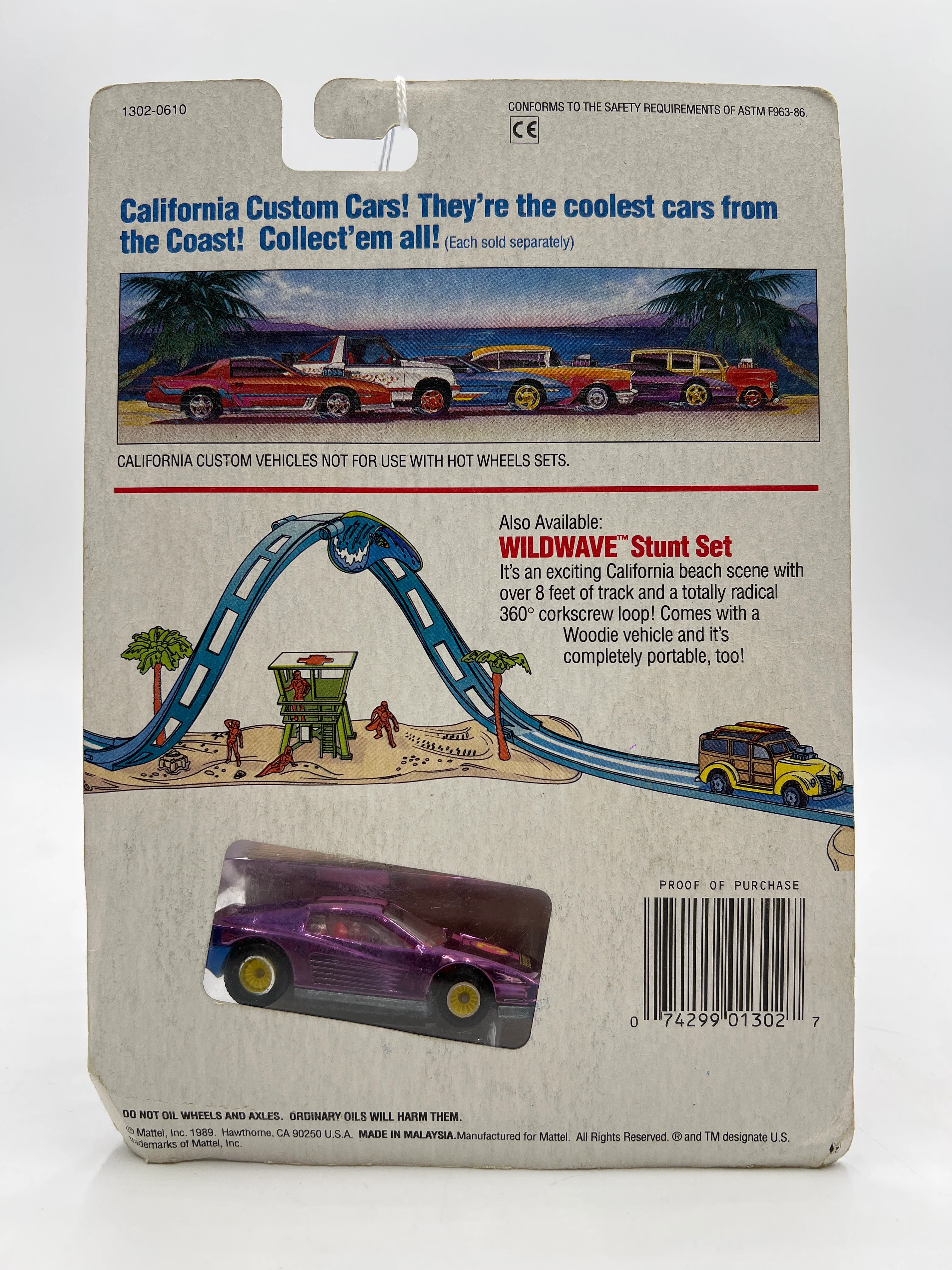 1989 Hot Wheels California Custom 1302 Ferrari Testarossa Purple - Image 6